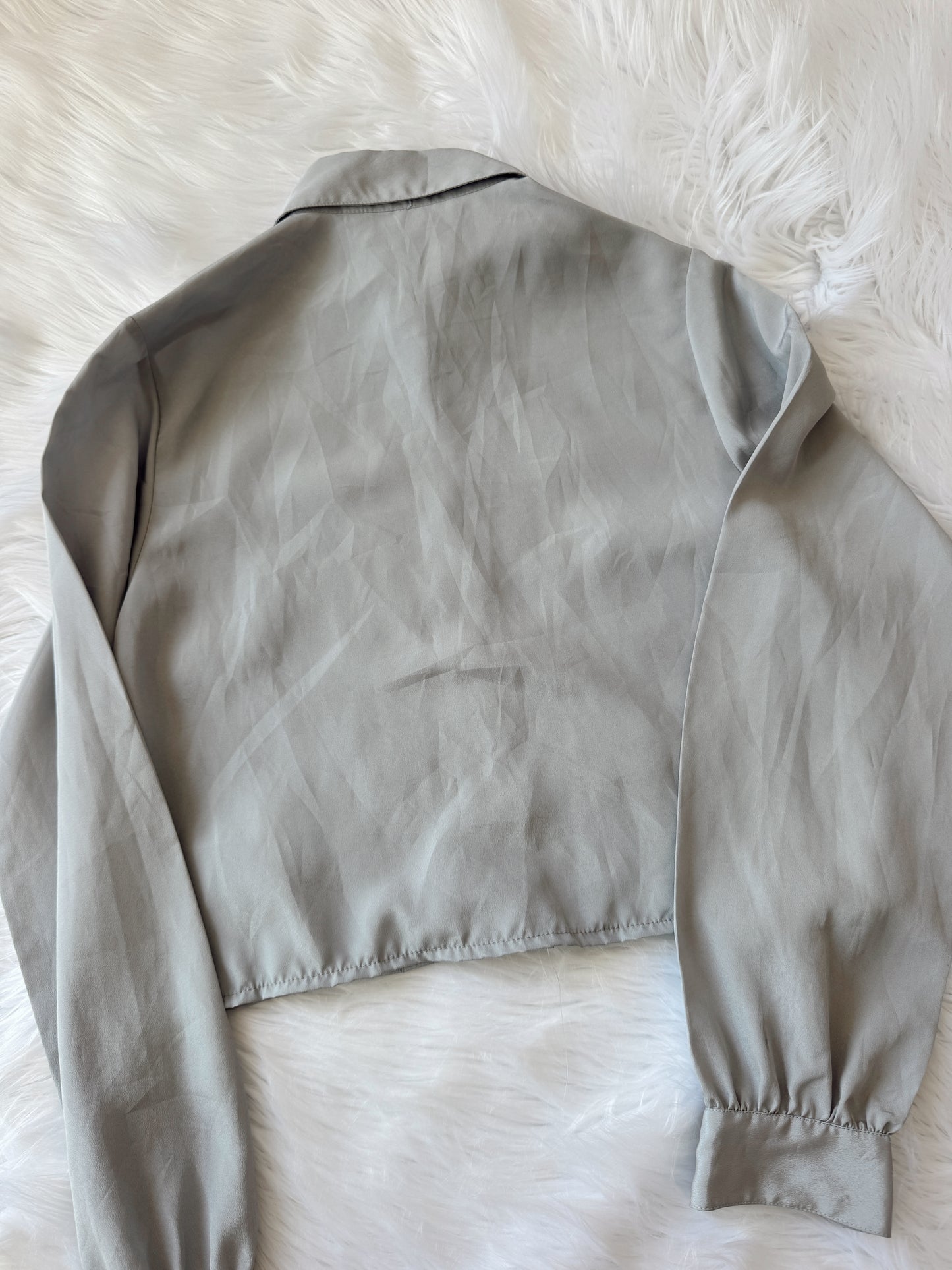 Vintage Horse Embroidered Gray Long Sleeve Top