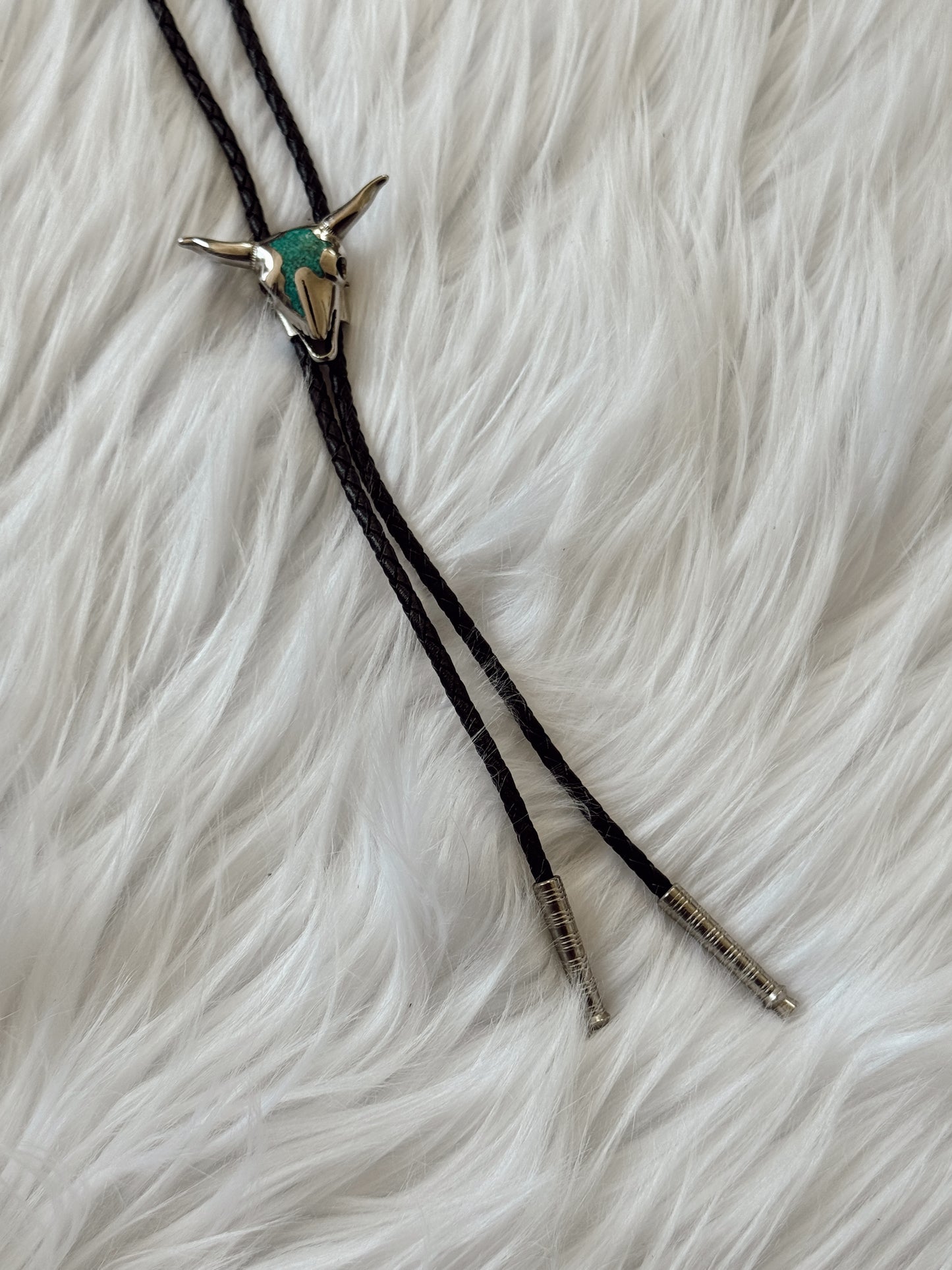 Vintage Skull Turquoise Bolo Tie