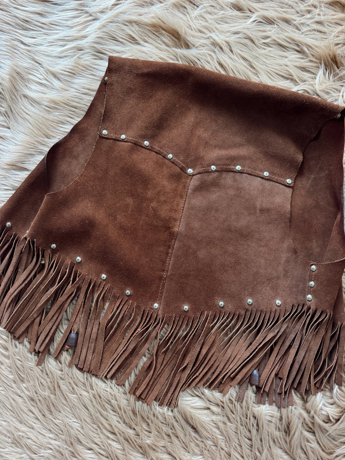 Vintage Brown Studded Leather Vest