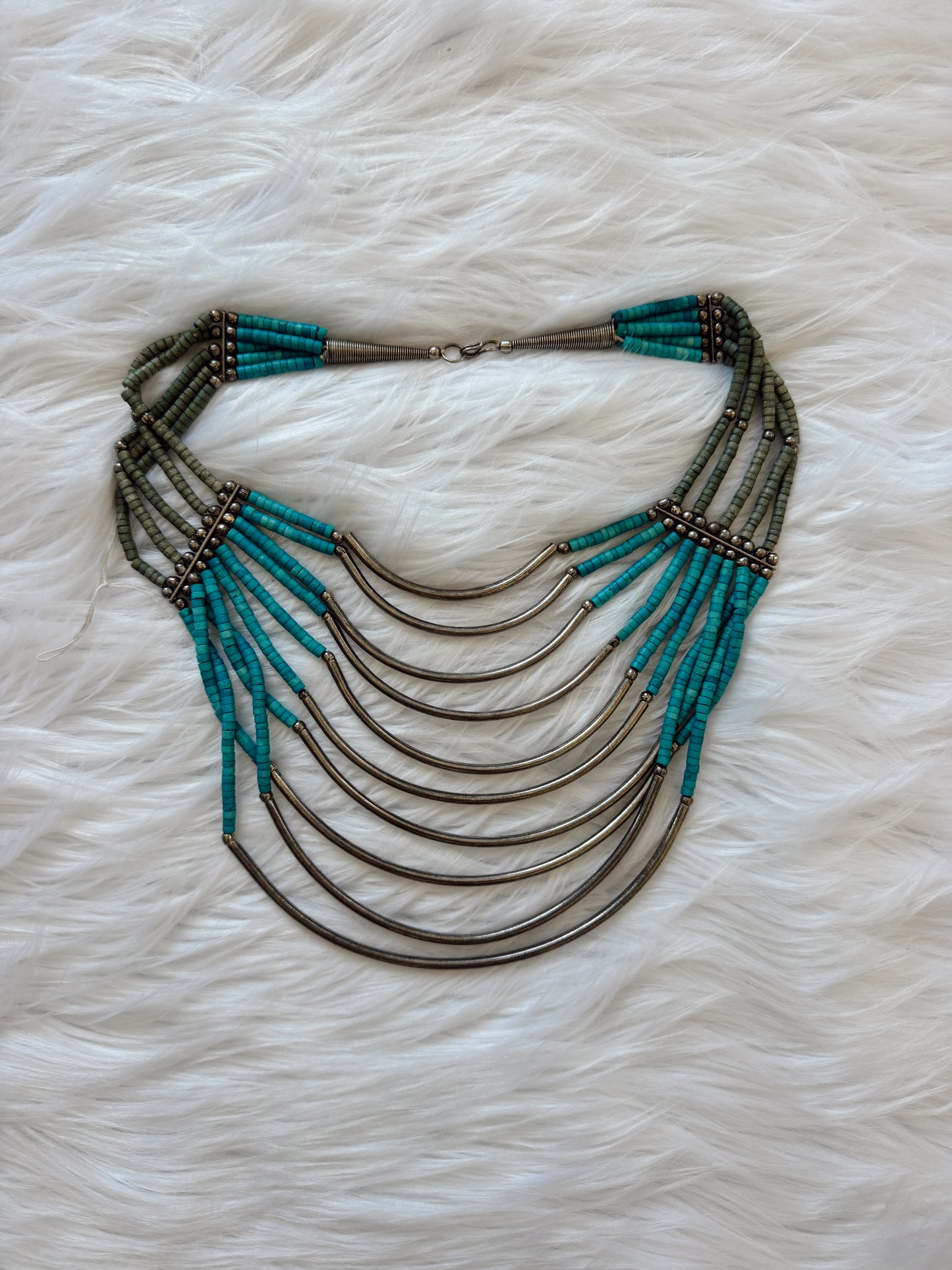 Vintage Navajo Inspired Heshi Bead Bib Necklace