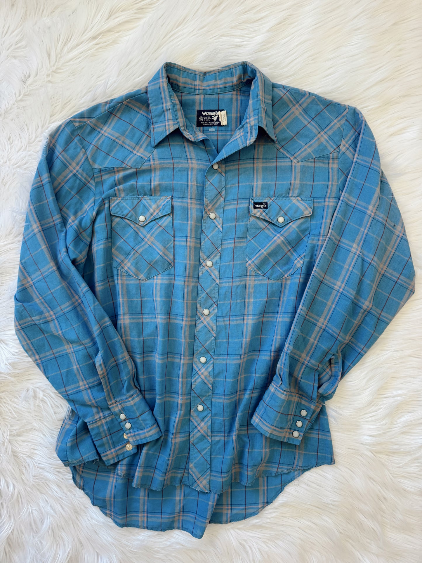 Vintage Wrangler Blue Pearl Snap