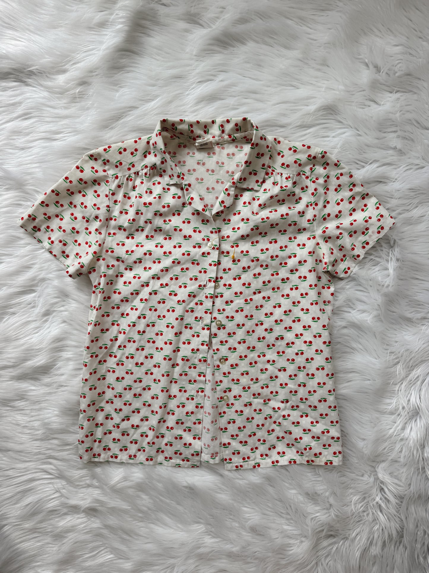 Vintage Cherry Print Button Down