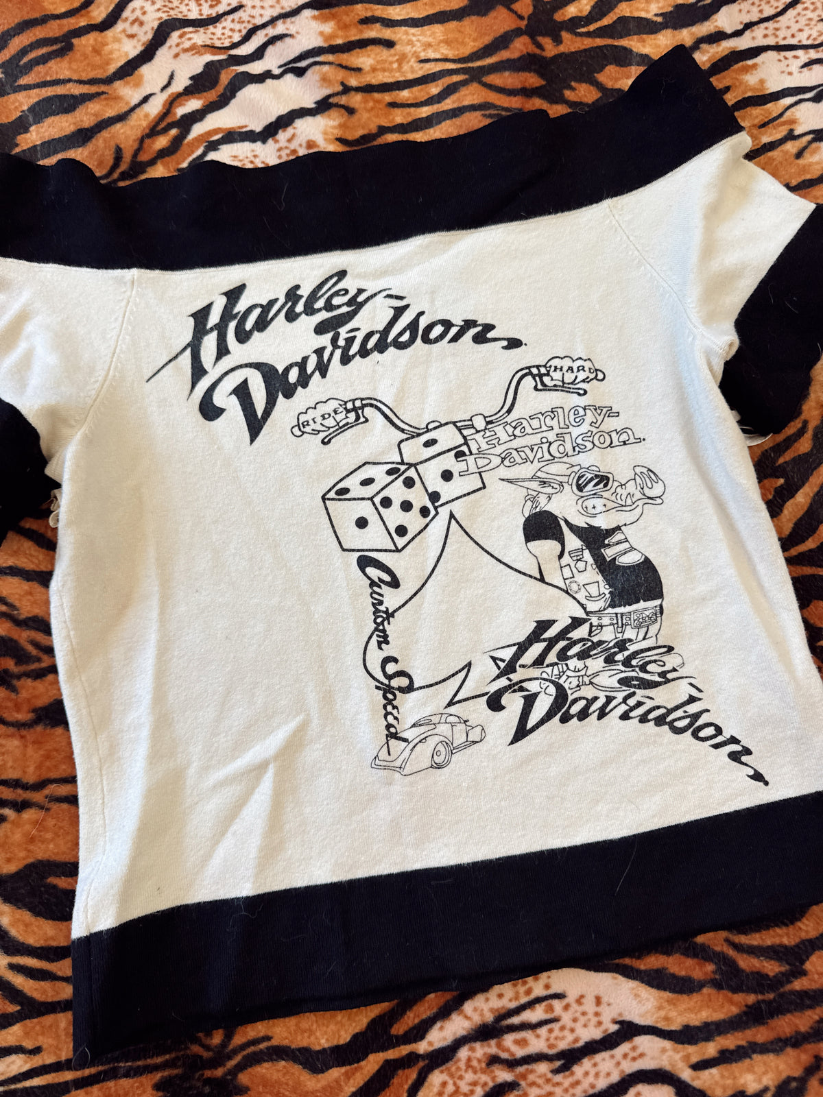 Vintage Harley Davidson Off The Shoulder Top