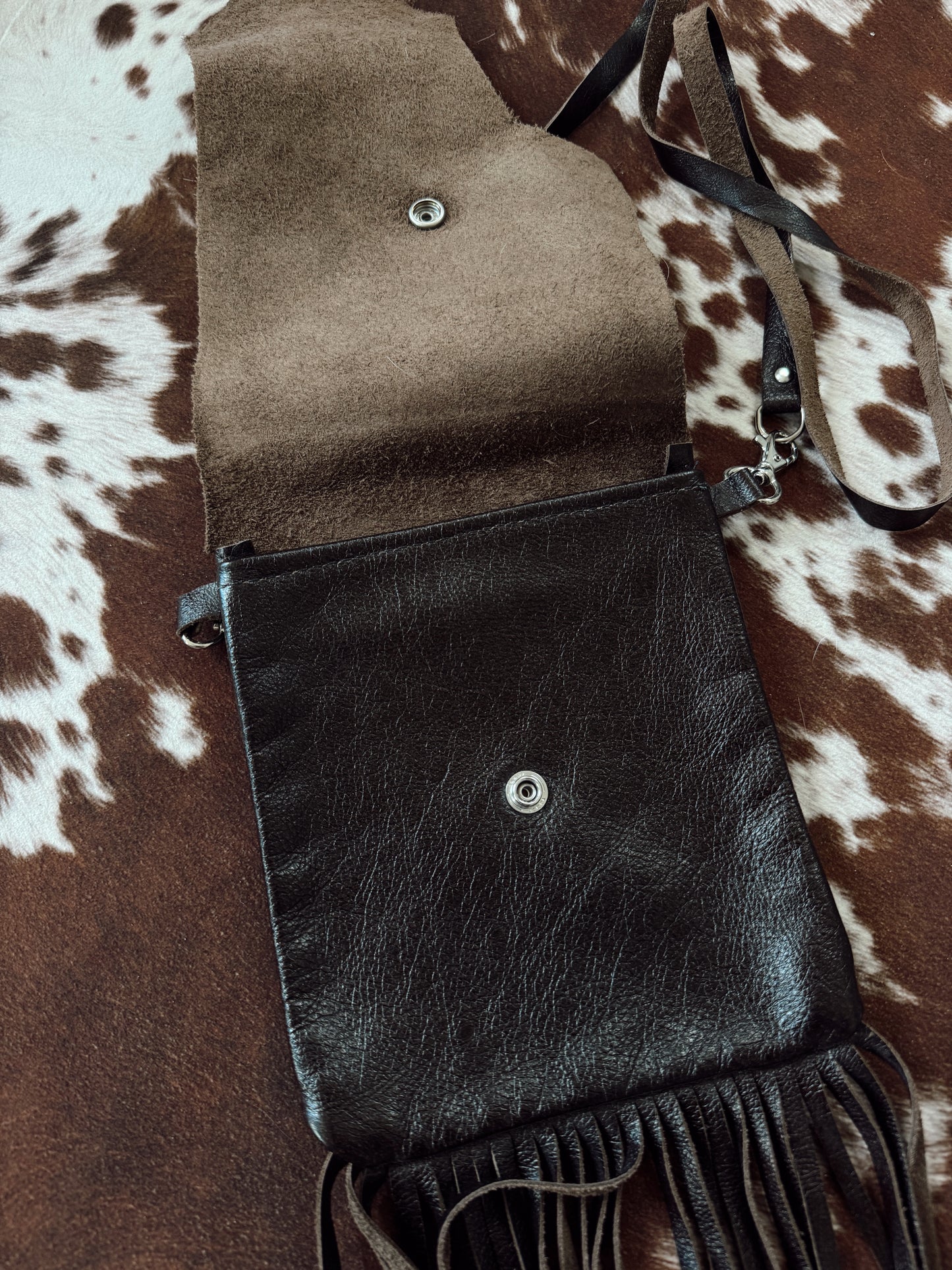 Vintage Cowhide Leather Fringe Purse