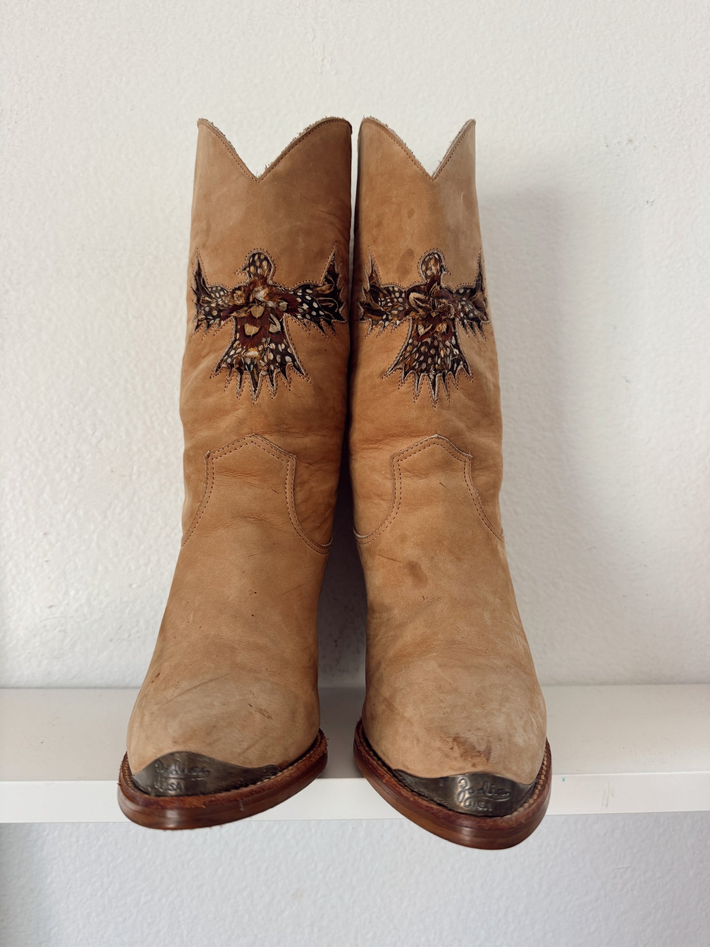 Vintage Feathered Eagle Inlay Cowboy Boots