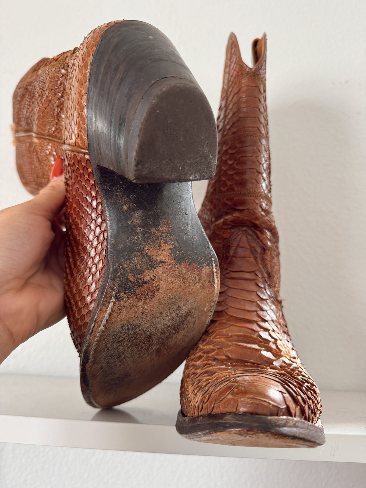 Vintage Patchwork Snakeskin Cowbloy Bpots