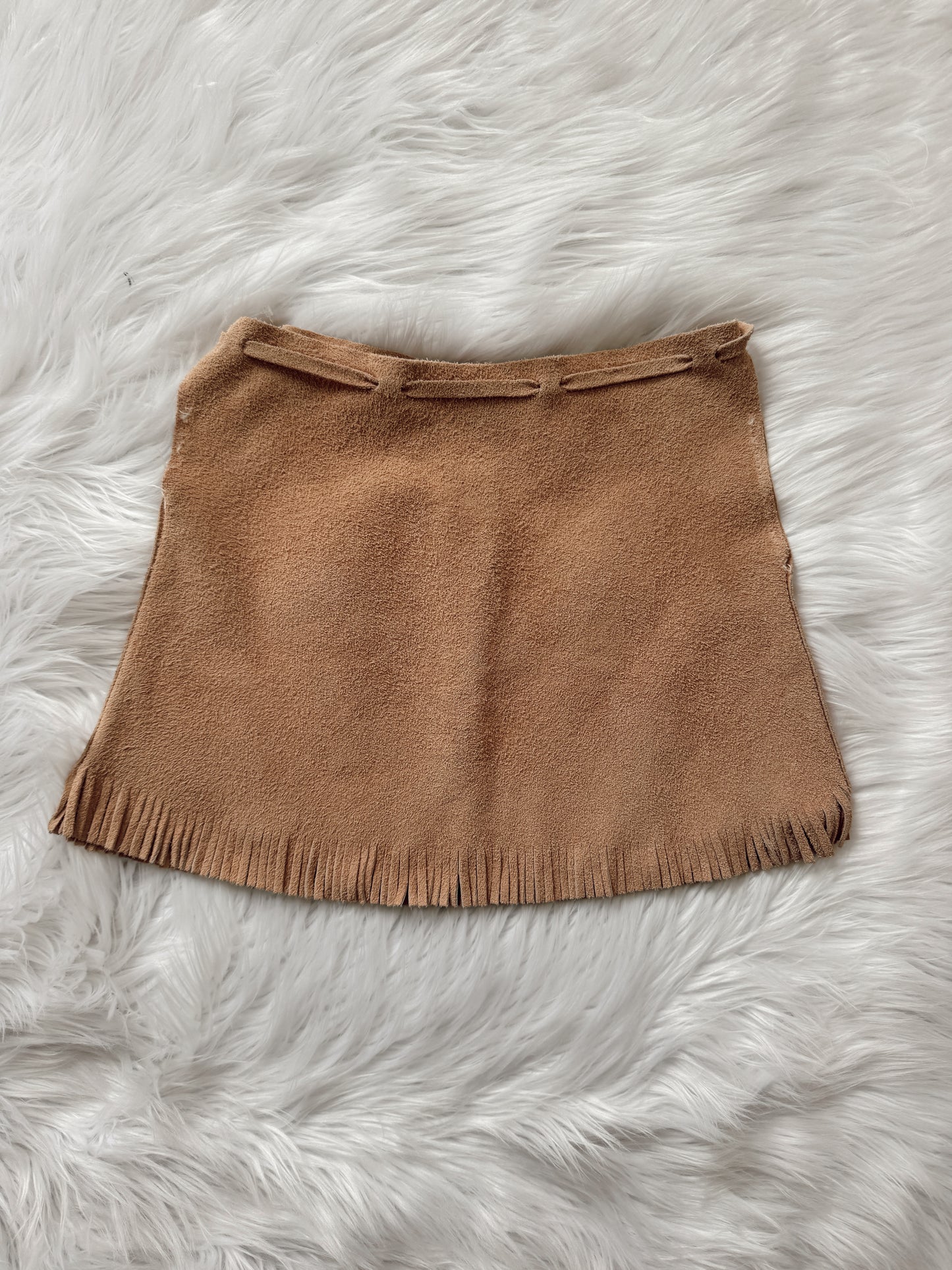 Vintage Pink Leather Fringe Cowgirl Skirt