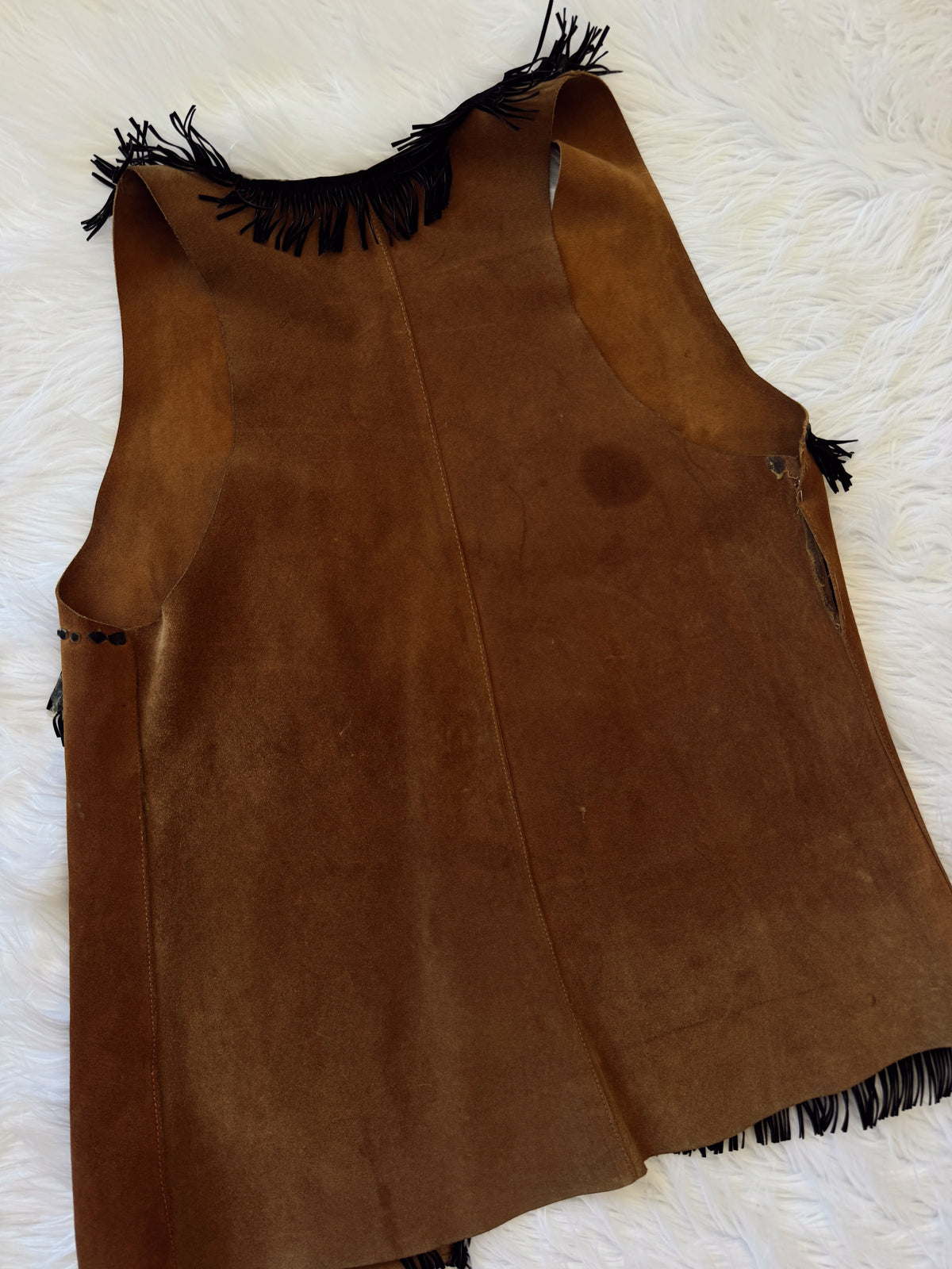 Vintage Suede Fringe Studded Vest