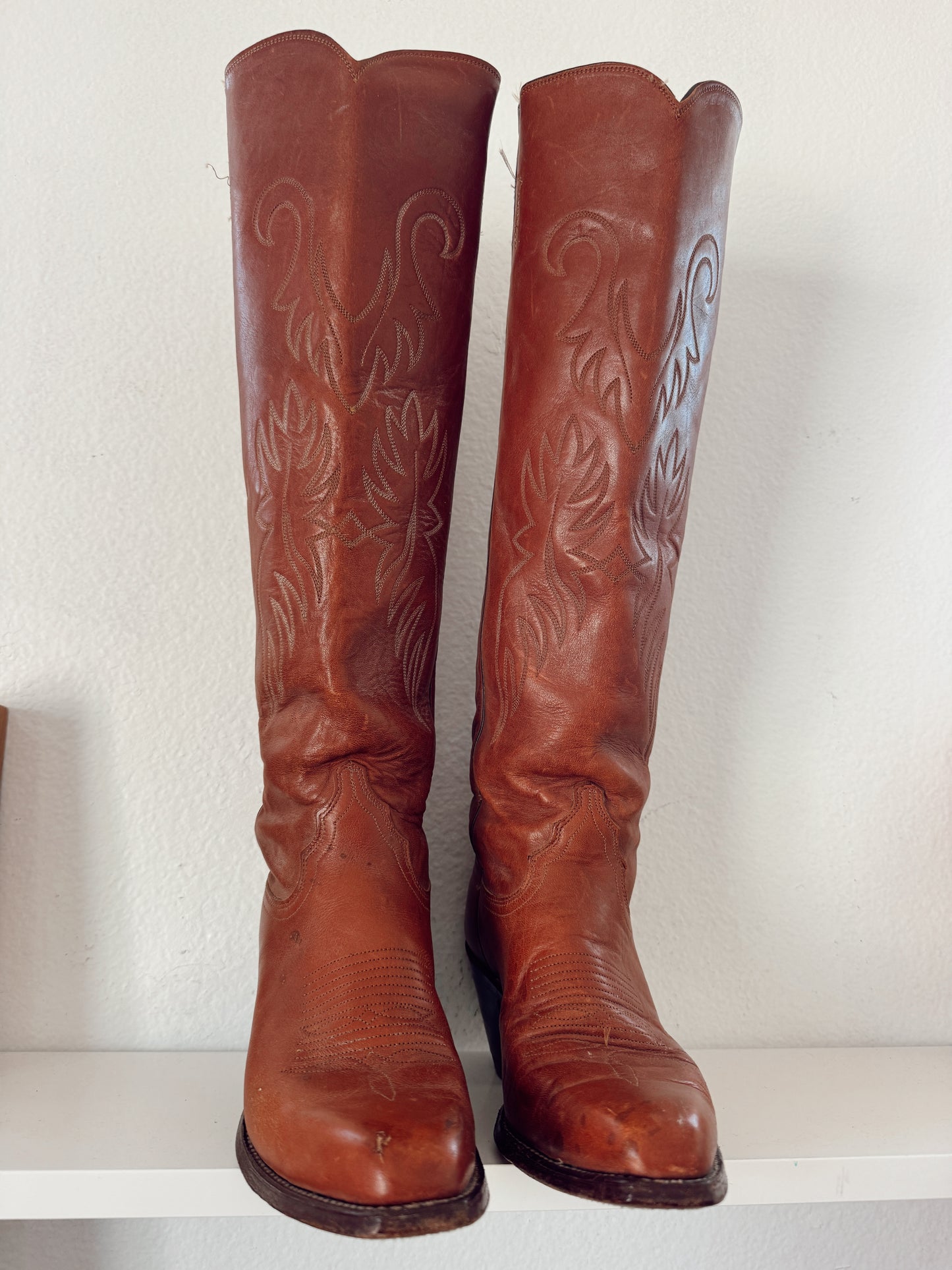 Vintage Tall Brown Cowboy Boots