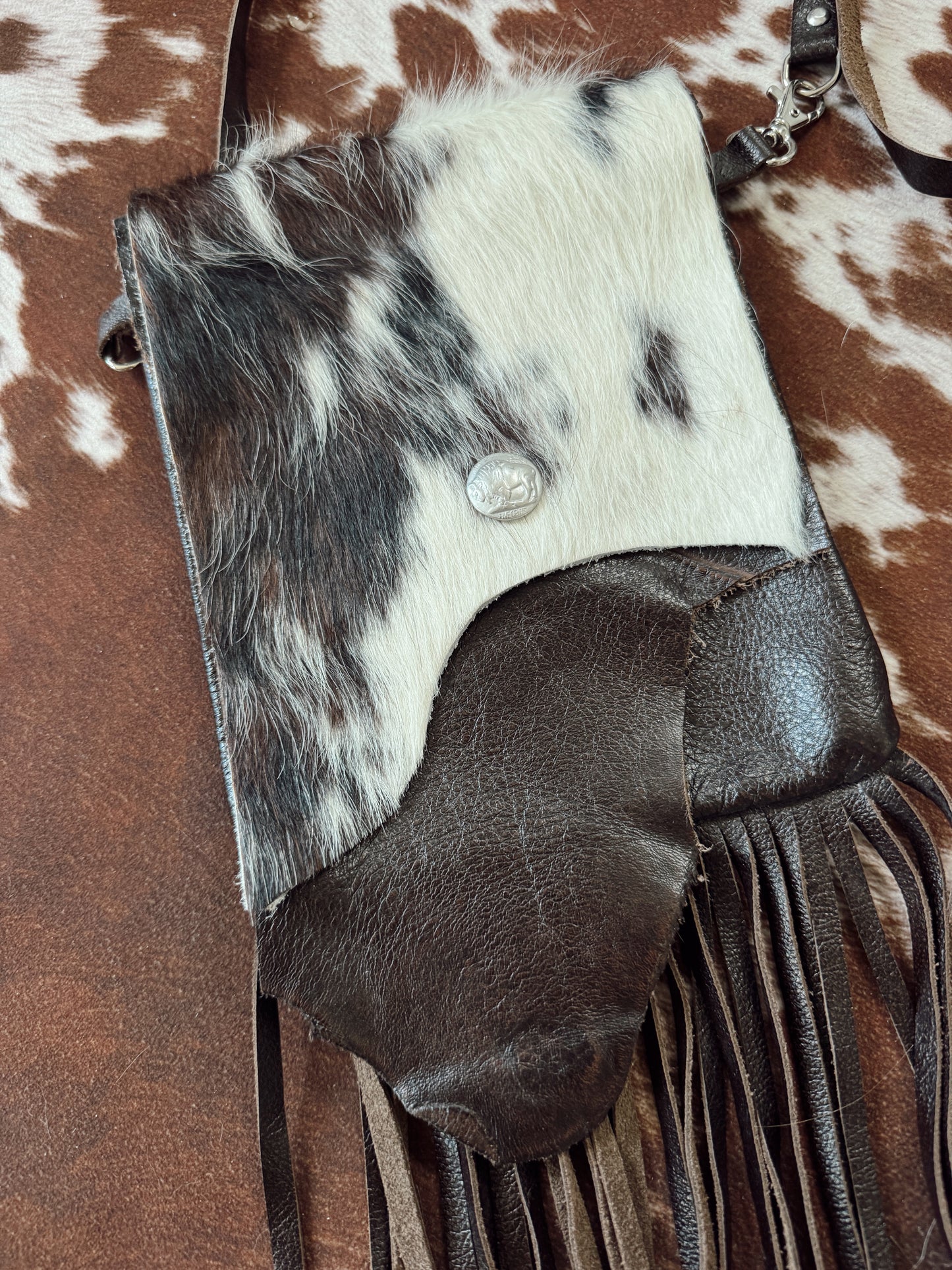 Vintage Cowhide Leather Fringe Purse