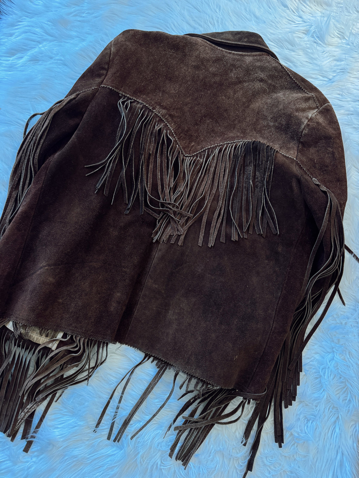 Vintage Dark Brown Suede Fringe Jacket