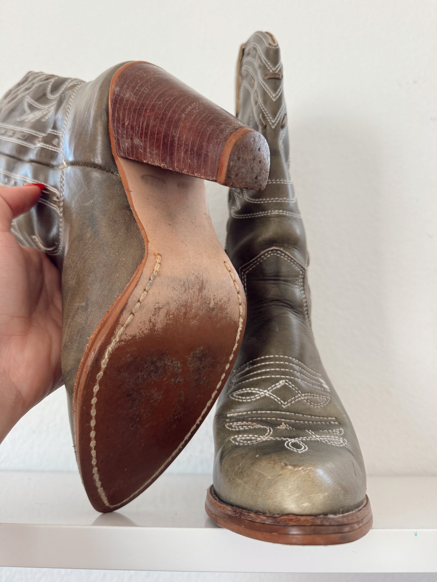 Vintage Zodiac Green Cowboy Boots