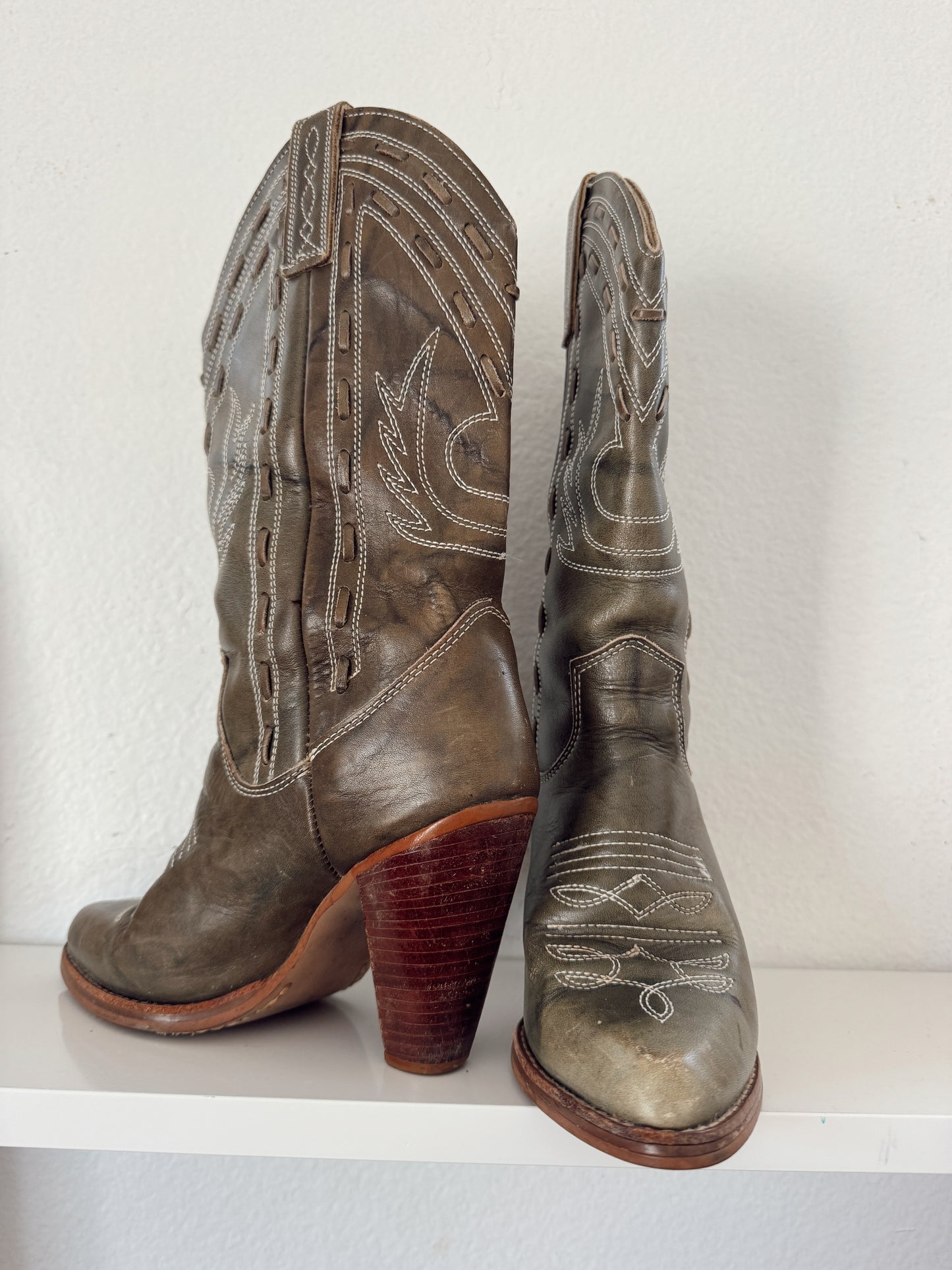 Vintage Zodiac Green Cowboy Boots
