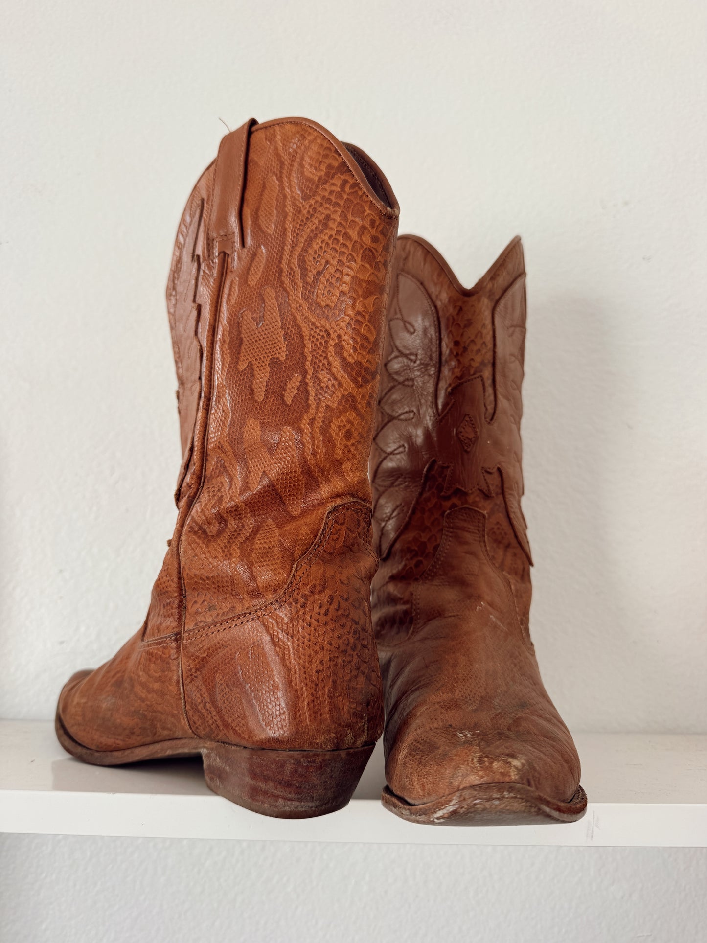 Vintage Faux Snakeskin Cowboy Boots