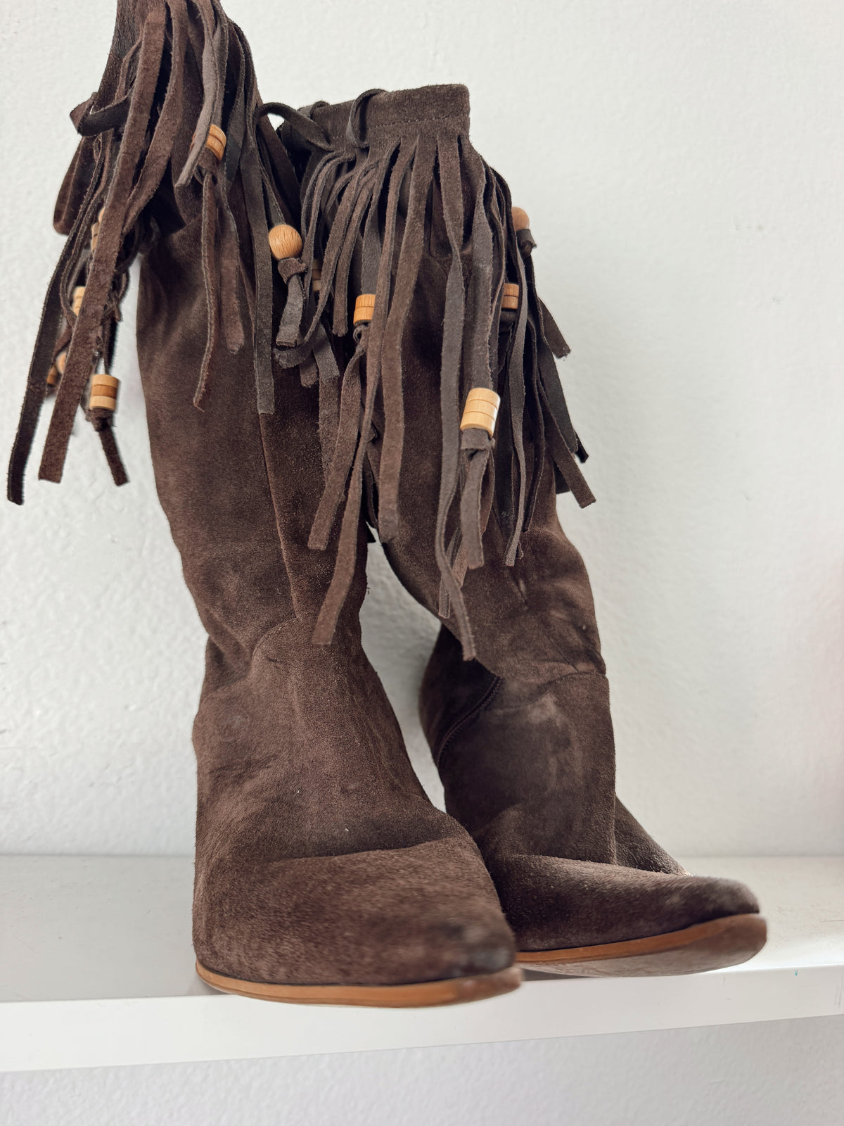 Vintage Brown Fringe Boots