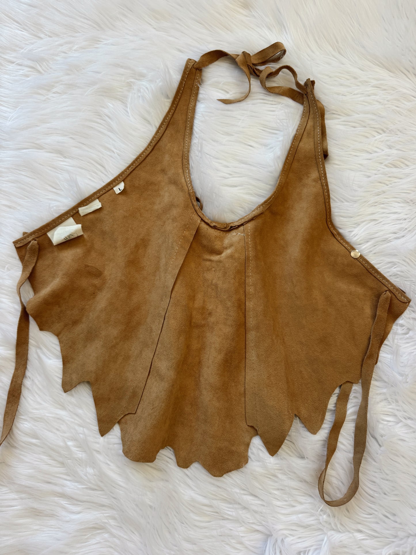 Vintage Suede Fringe Halter Top