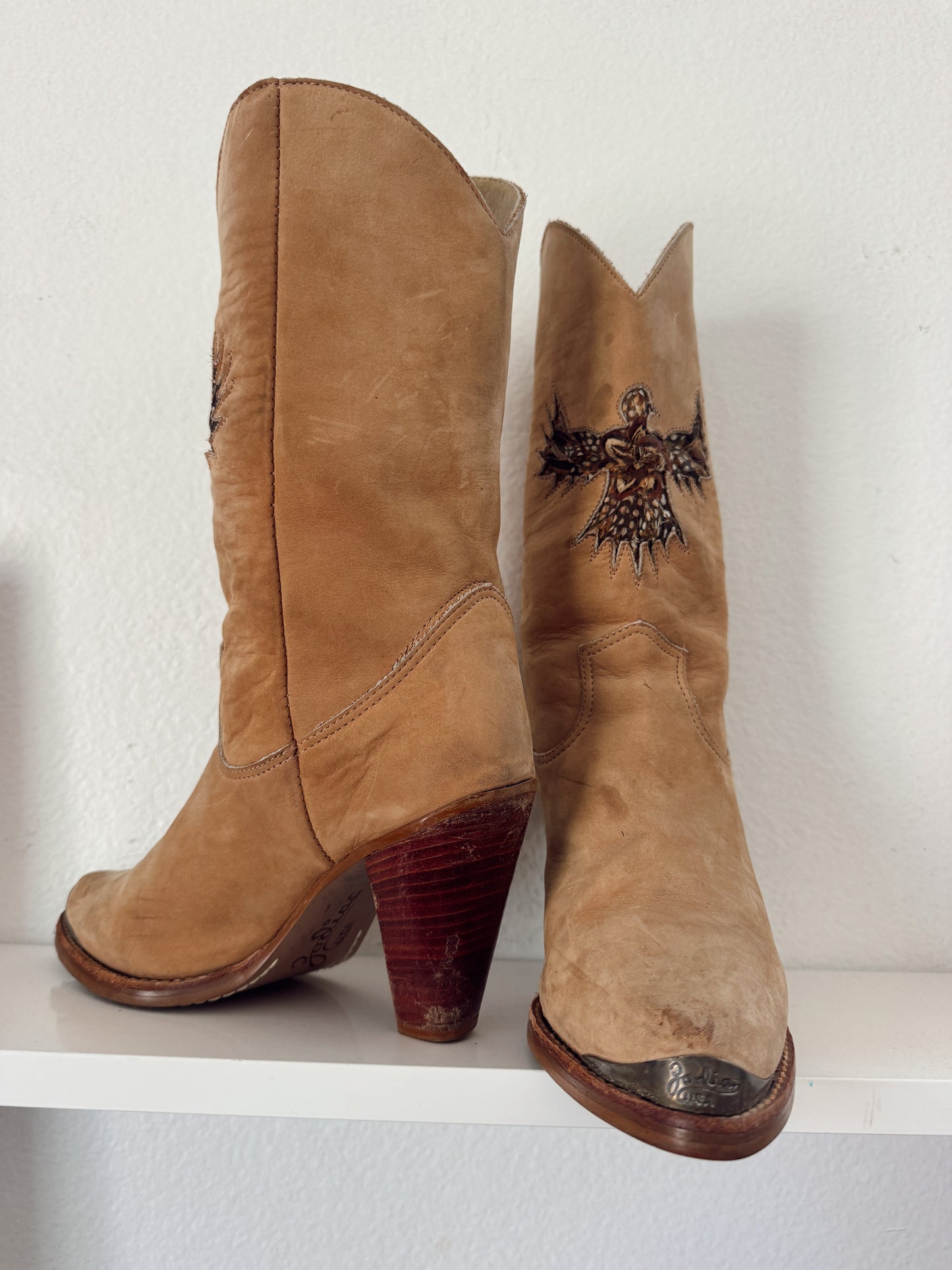 Vintage Feathered Eagle Inlay Cowboy Boots