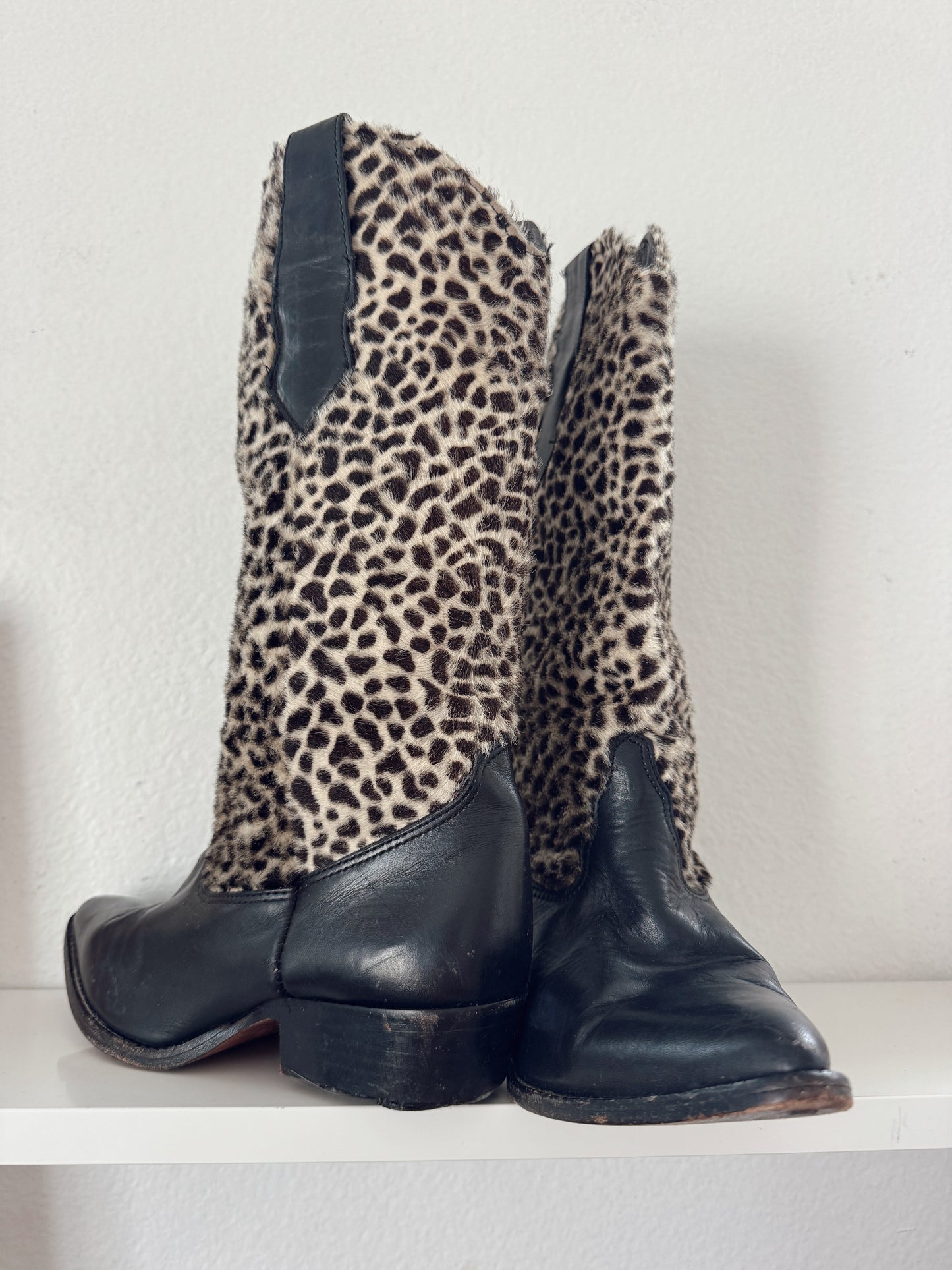 Vintage Leopard Print Cowboy Boots