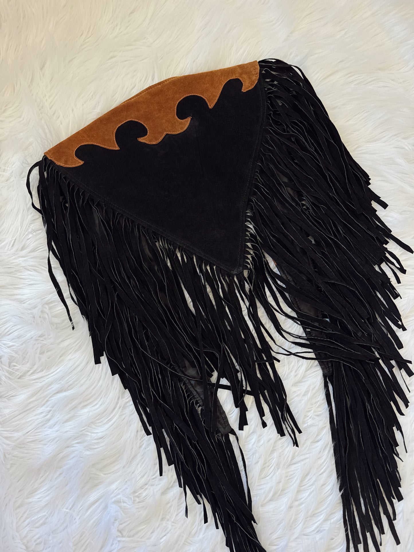 Vintage Suede Fringe Shawl