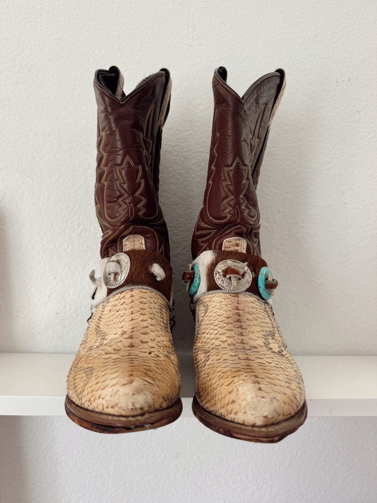 Vintage Snakeskin Boot Strap Cowboy Boots