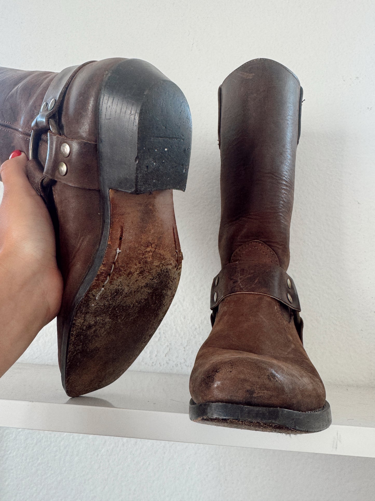 Vintage Brown Biker Boots