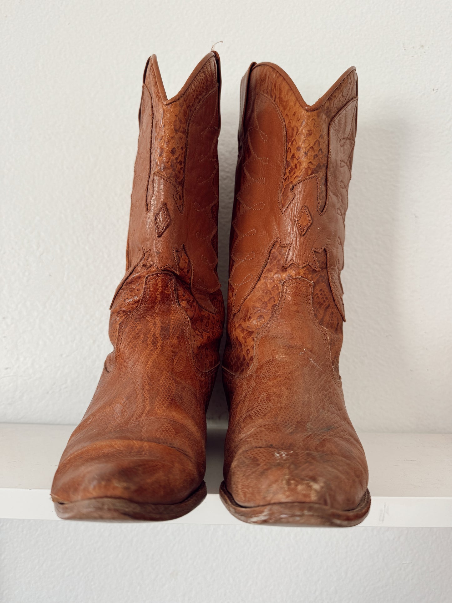Vintage Faux Snakeskin Cowboy Boots