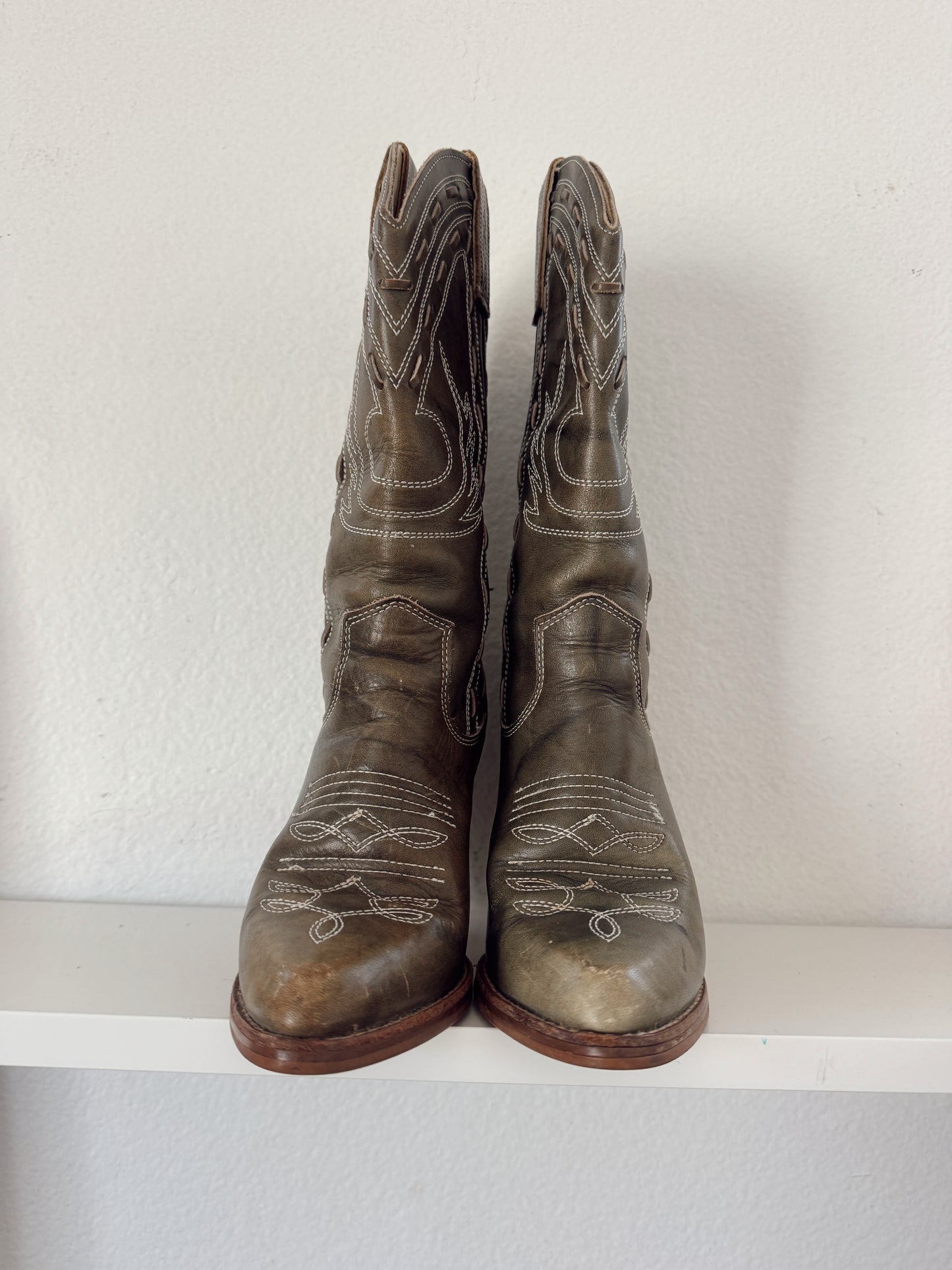 Vintage Zodiac Green Cowboy Boots