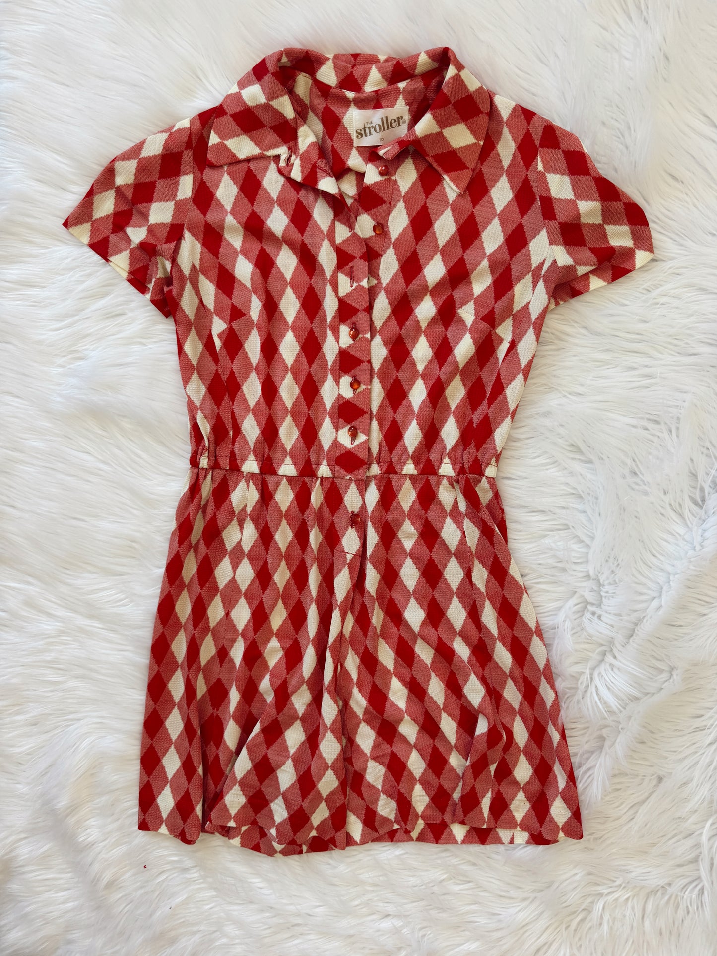 Vintage 1970s Argyle Romper Dress