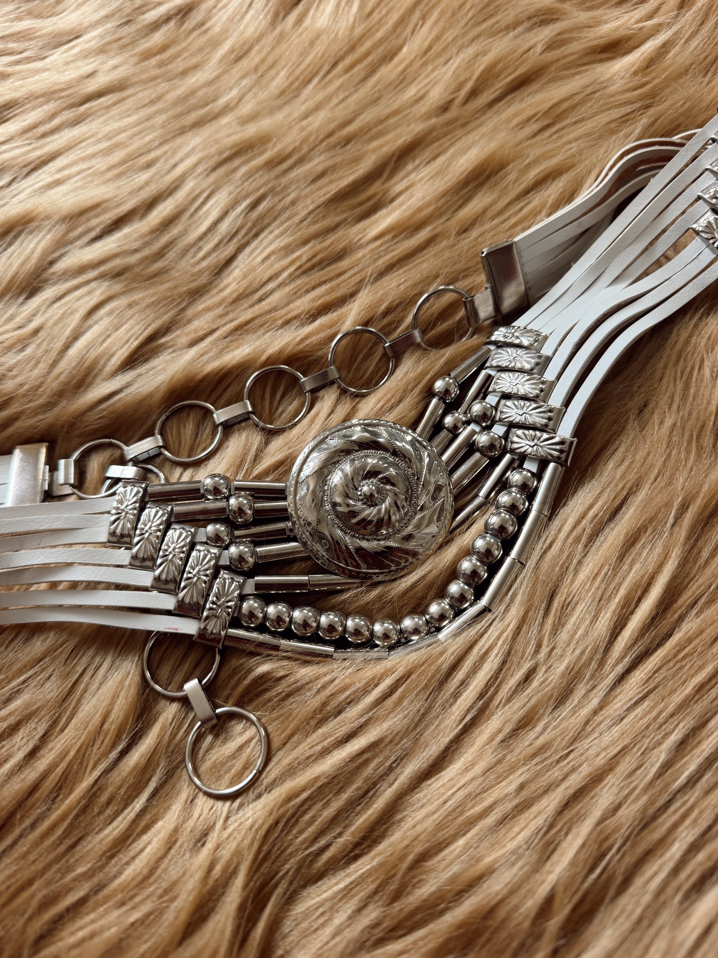 Vintage White Western Belt
