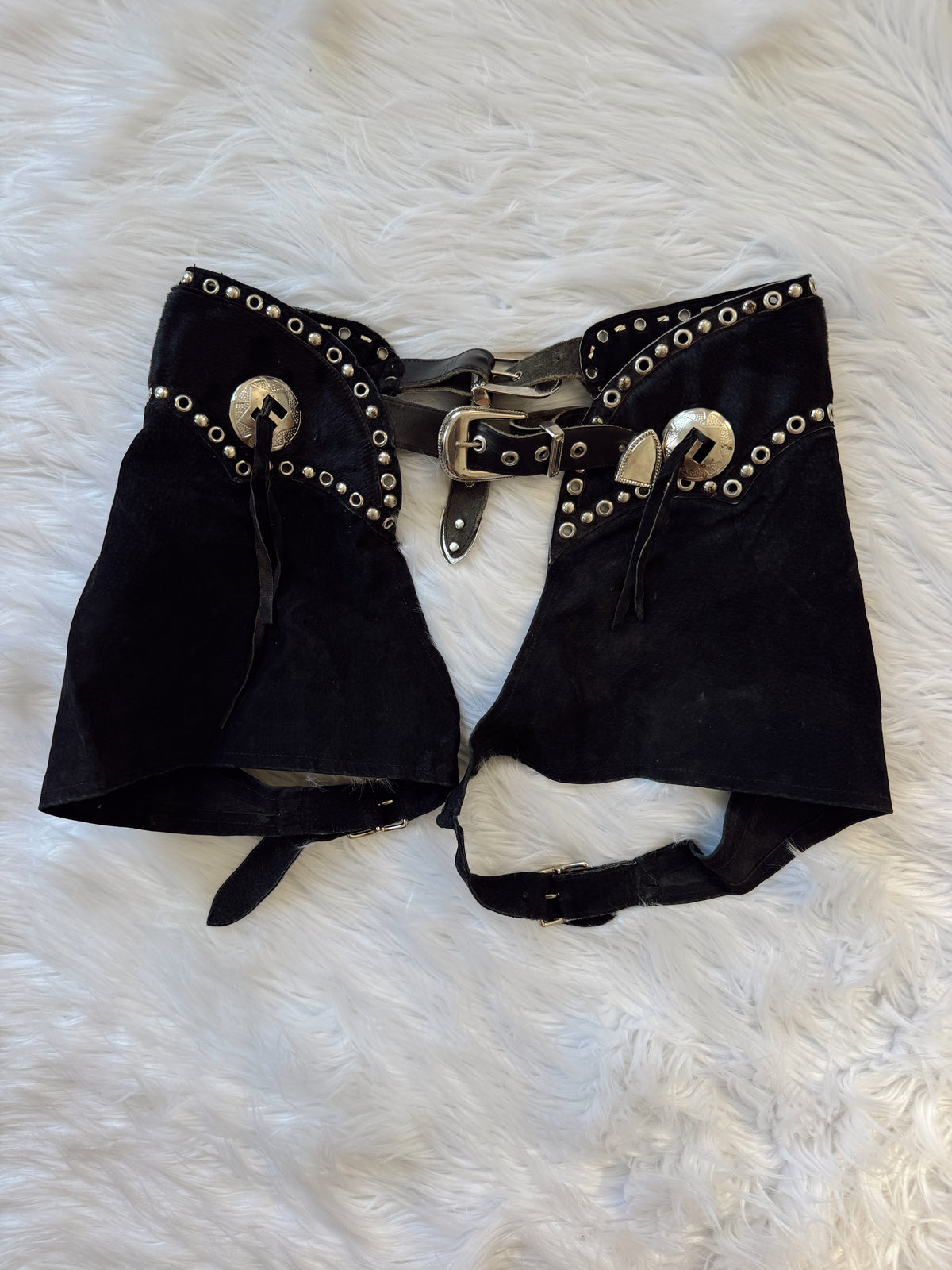 Vintage Cowhide Studded Shorts Chaps