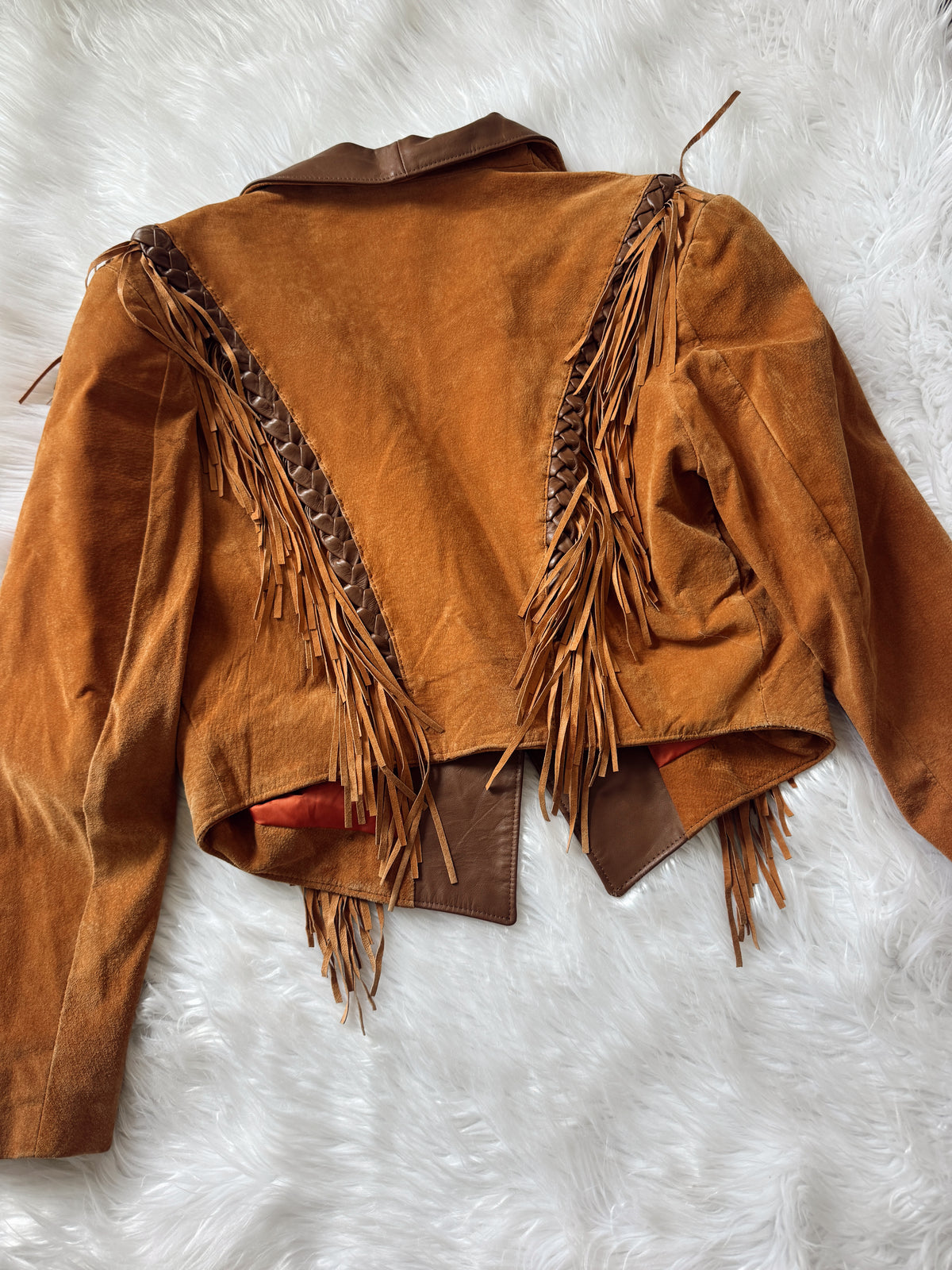 Vintage Braided Suede Fringe Jacket