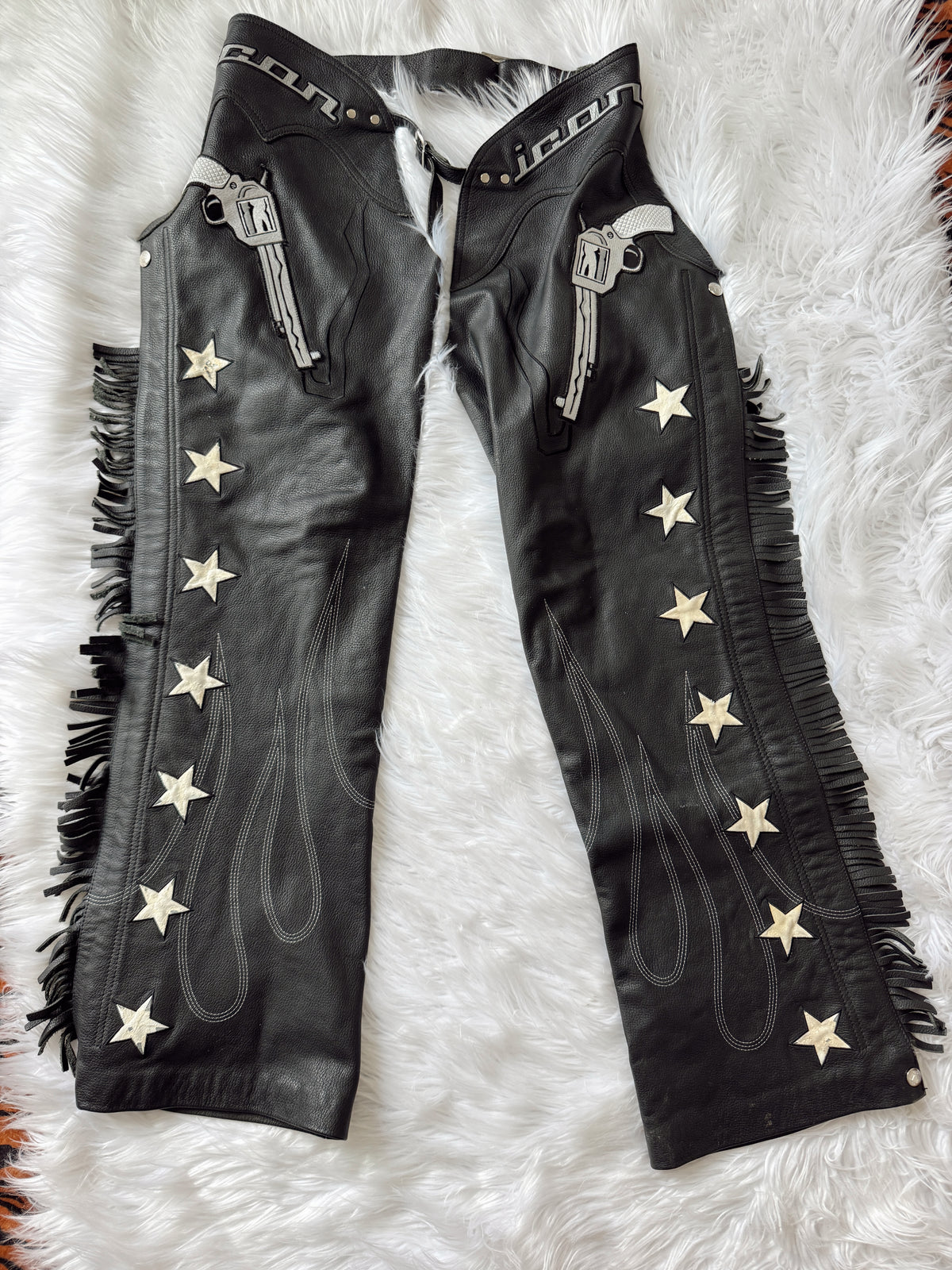 Guns & Stars Fringe Leather Chaps