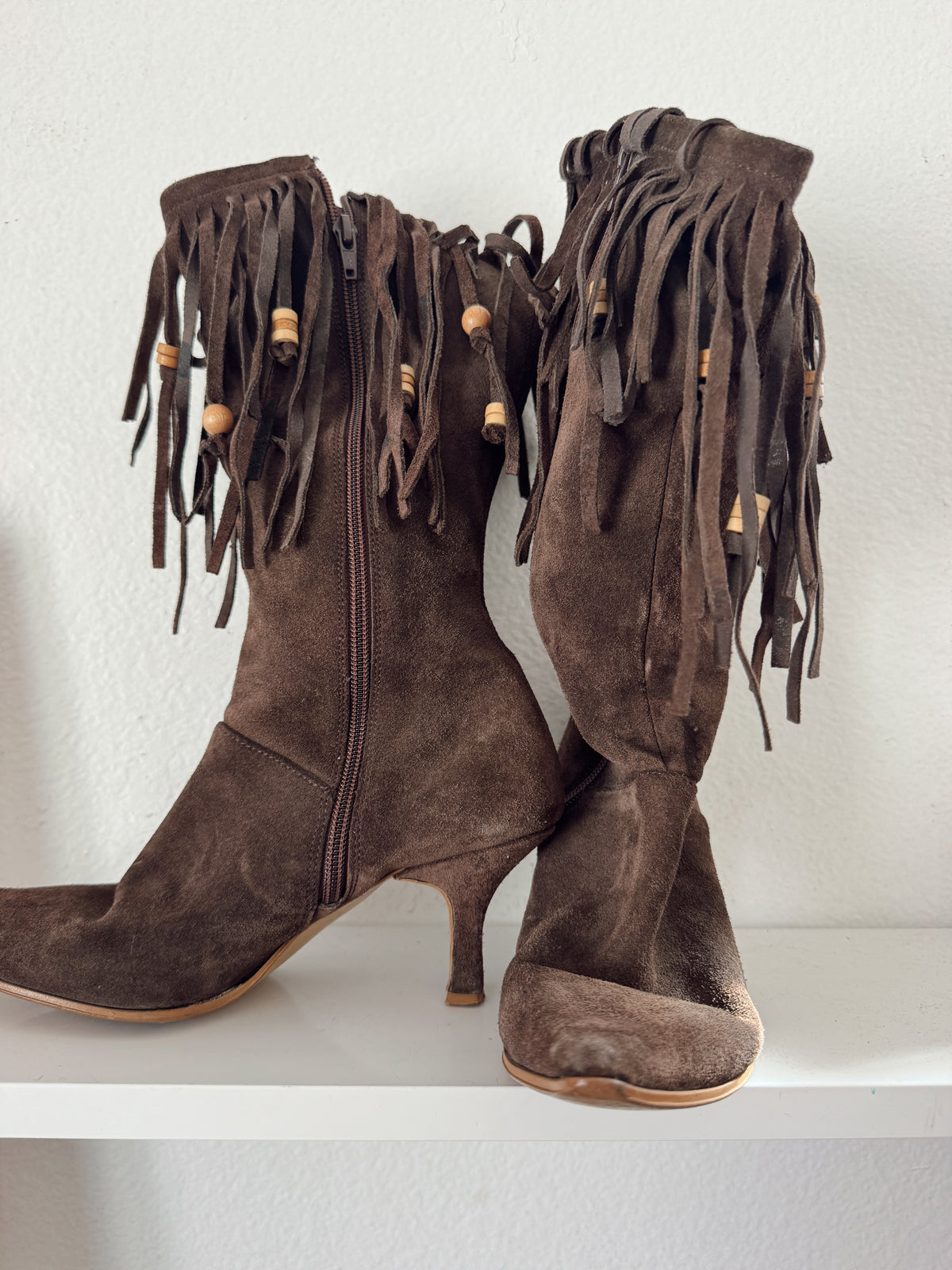 Vintage Brown Fringe Boots