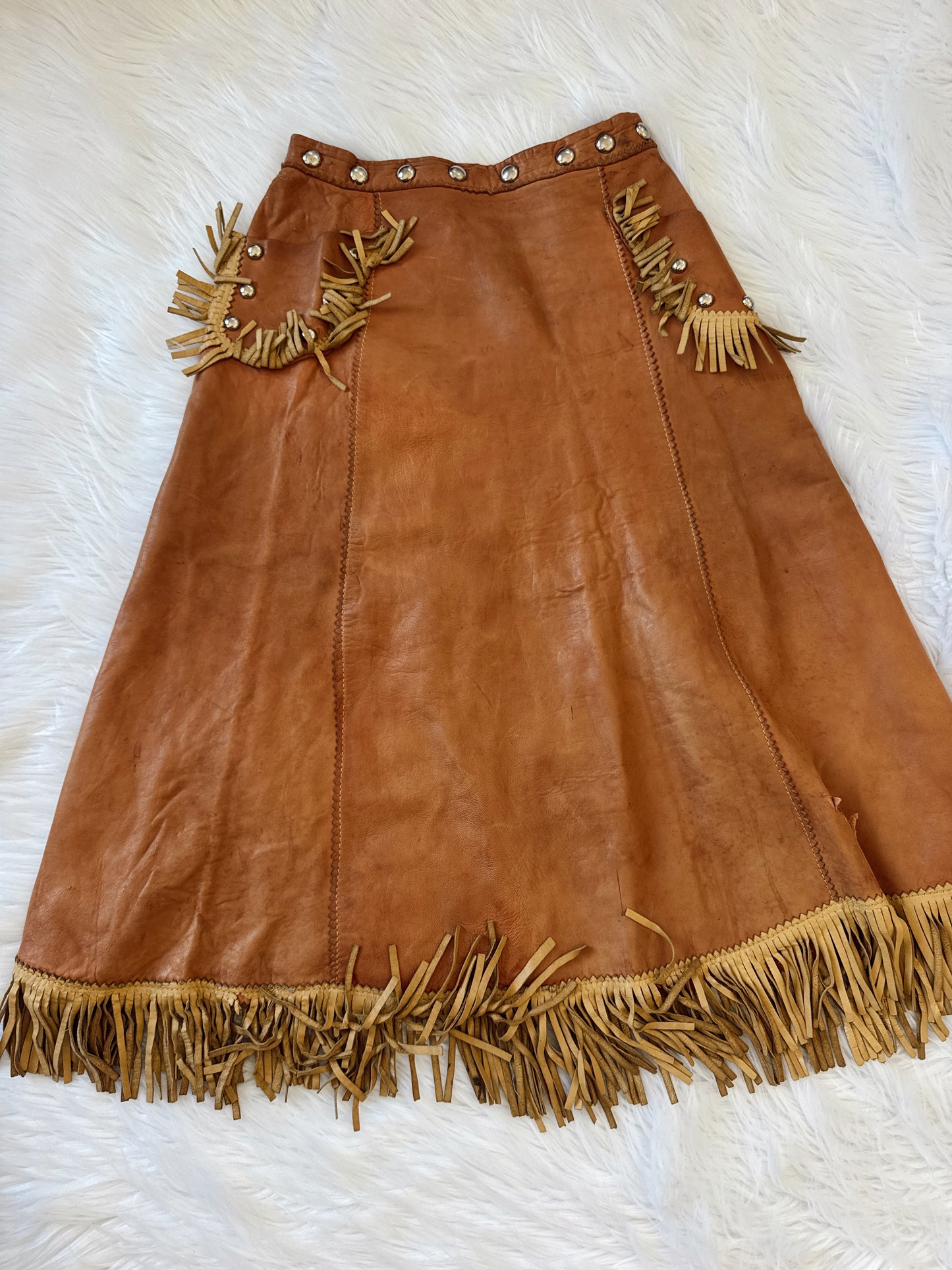 Vintage Leather Vest & Skirt Set