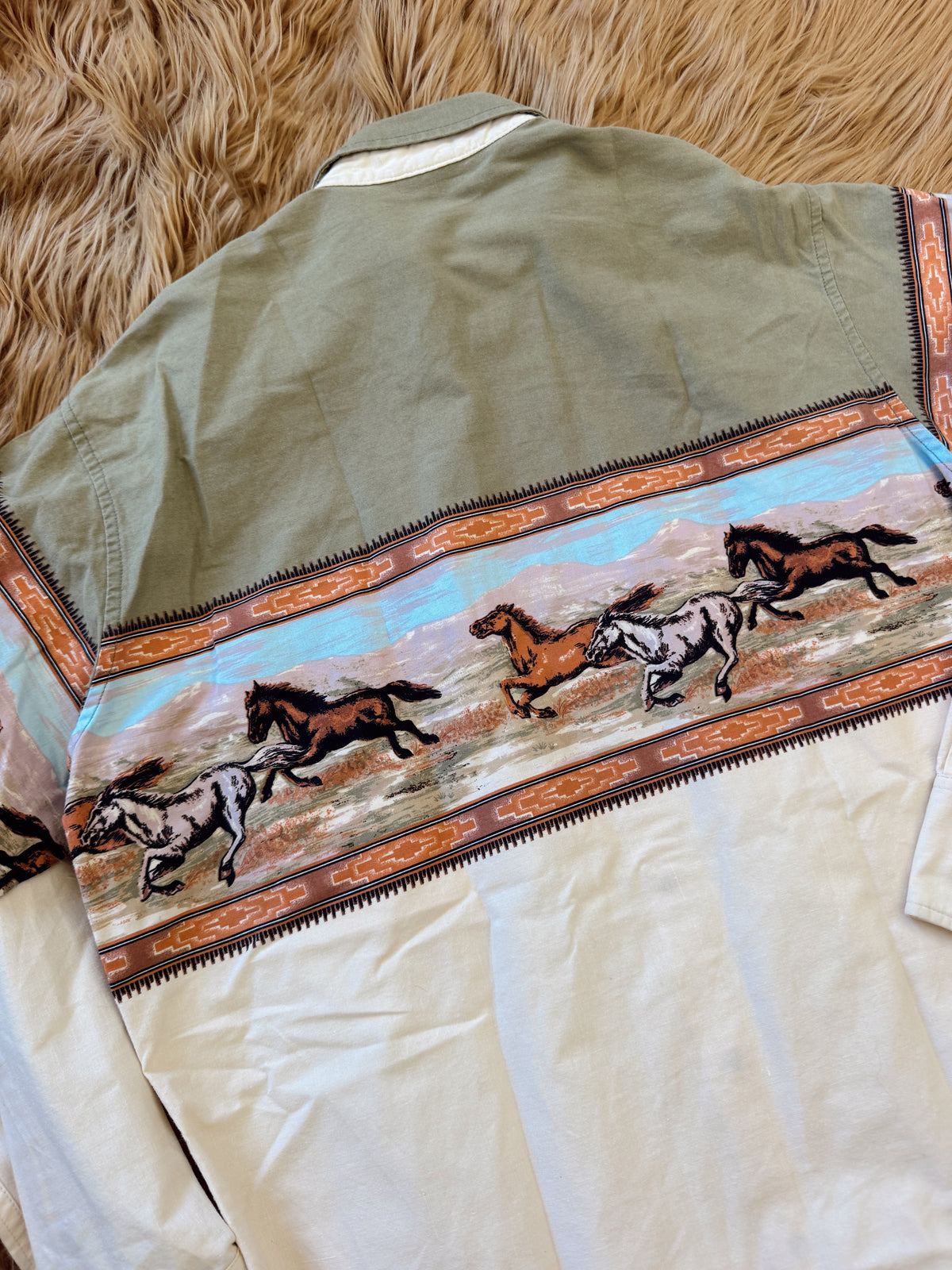 Vintage Wild Horses Pearl Snap