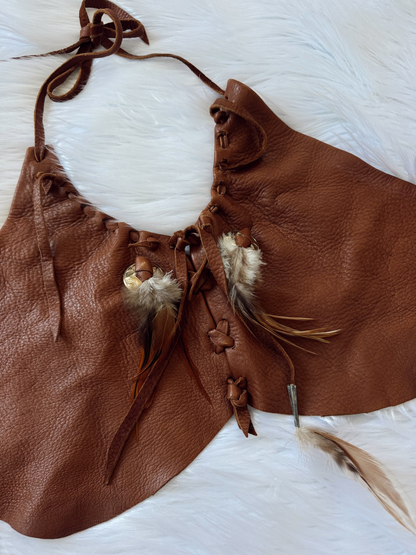 Vintage Brown Leather Halter Top