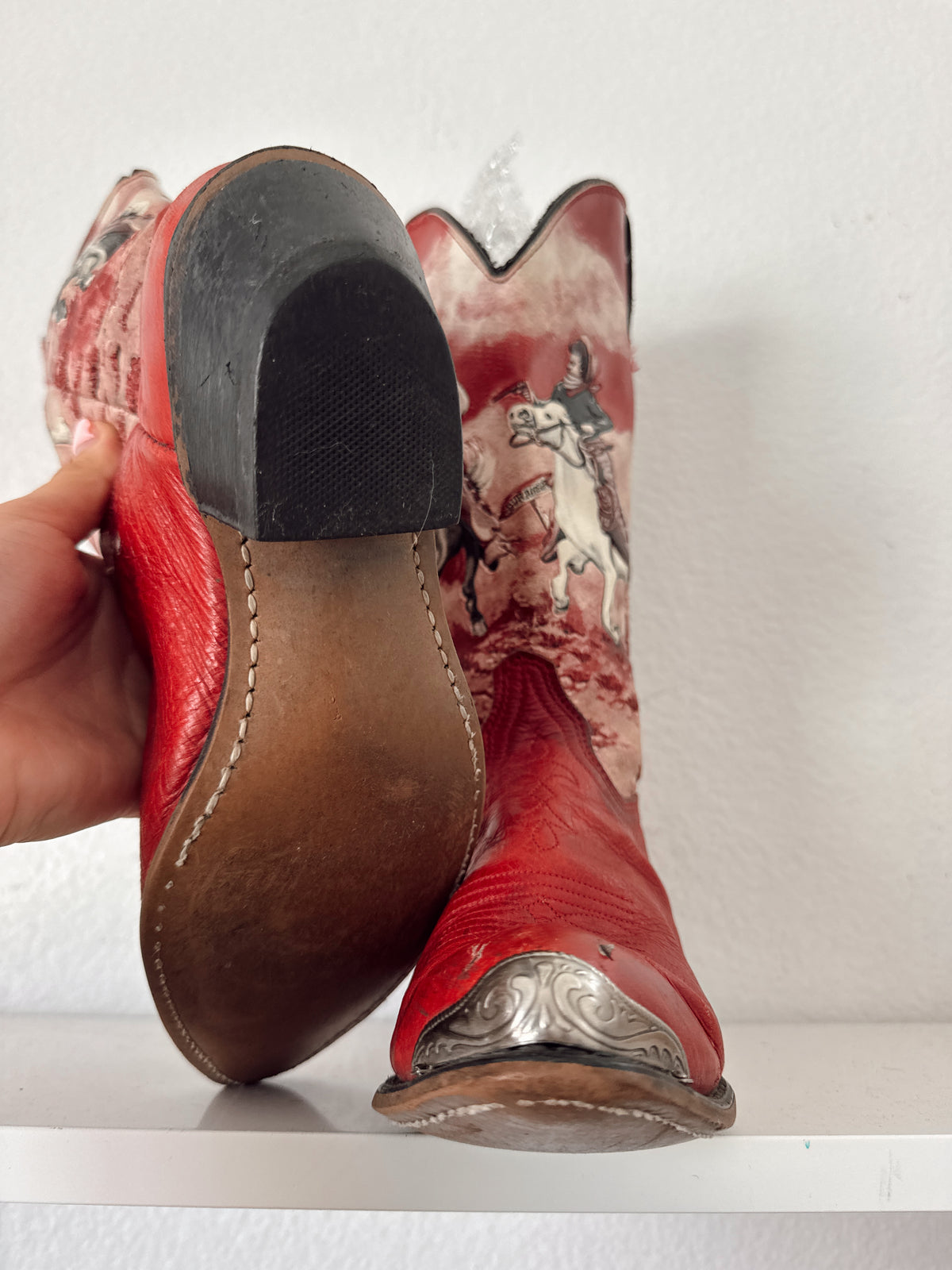 Vintage Western Scene Cowboy Boots