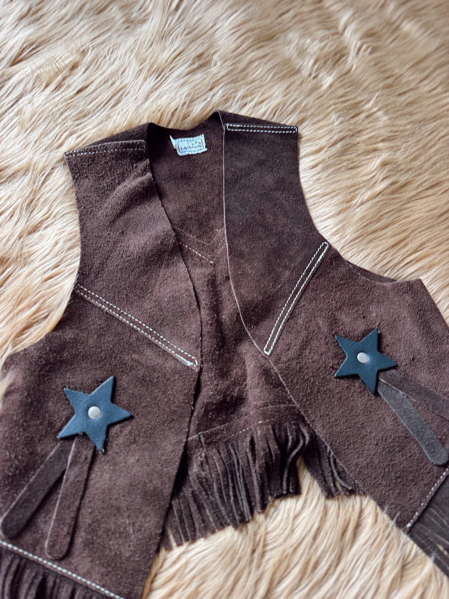 Vintage Leather Suede Star Vest