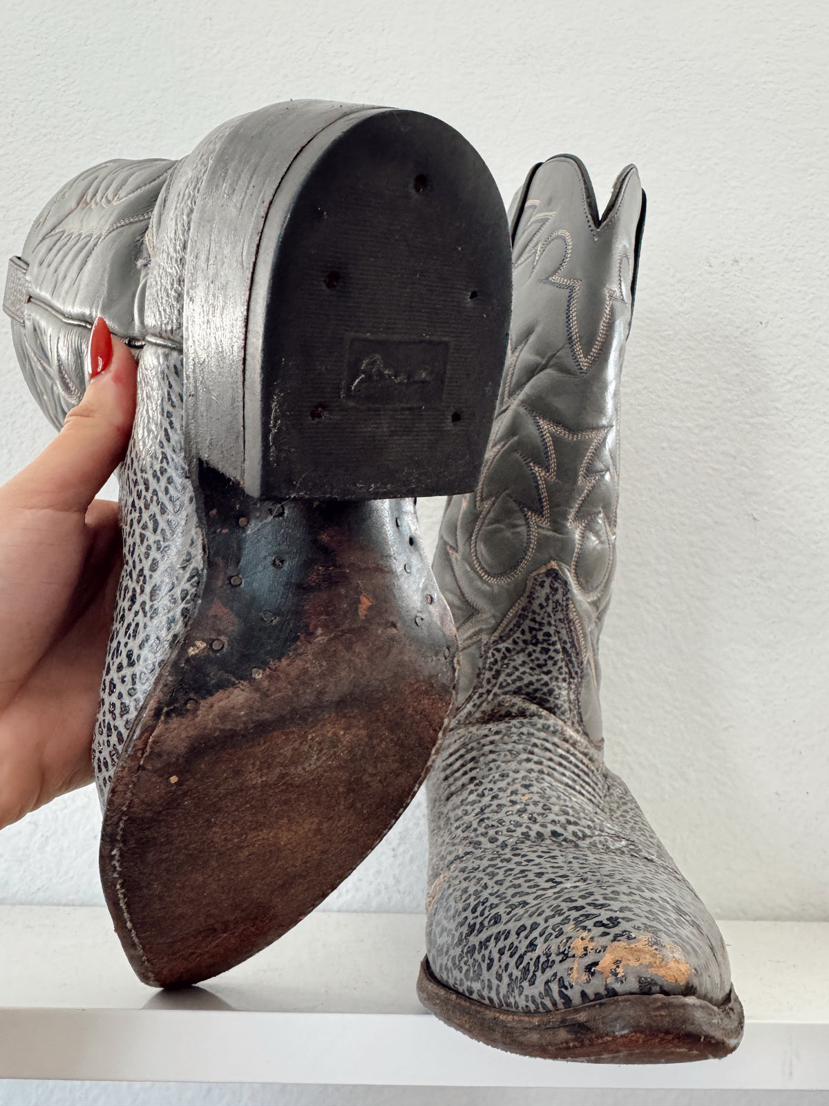 Vintage Gray Cowboy Boots