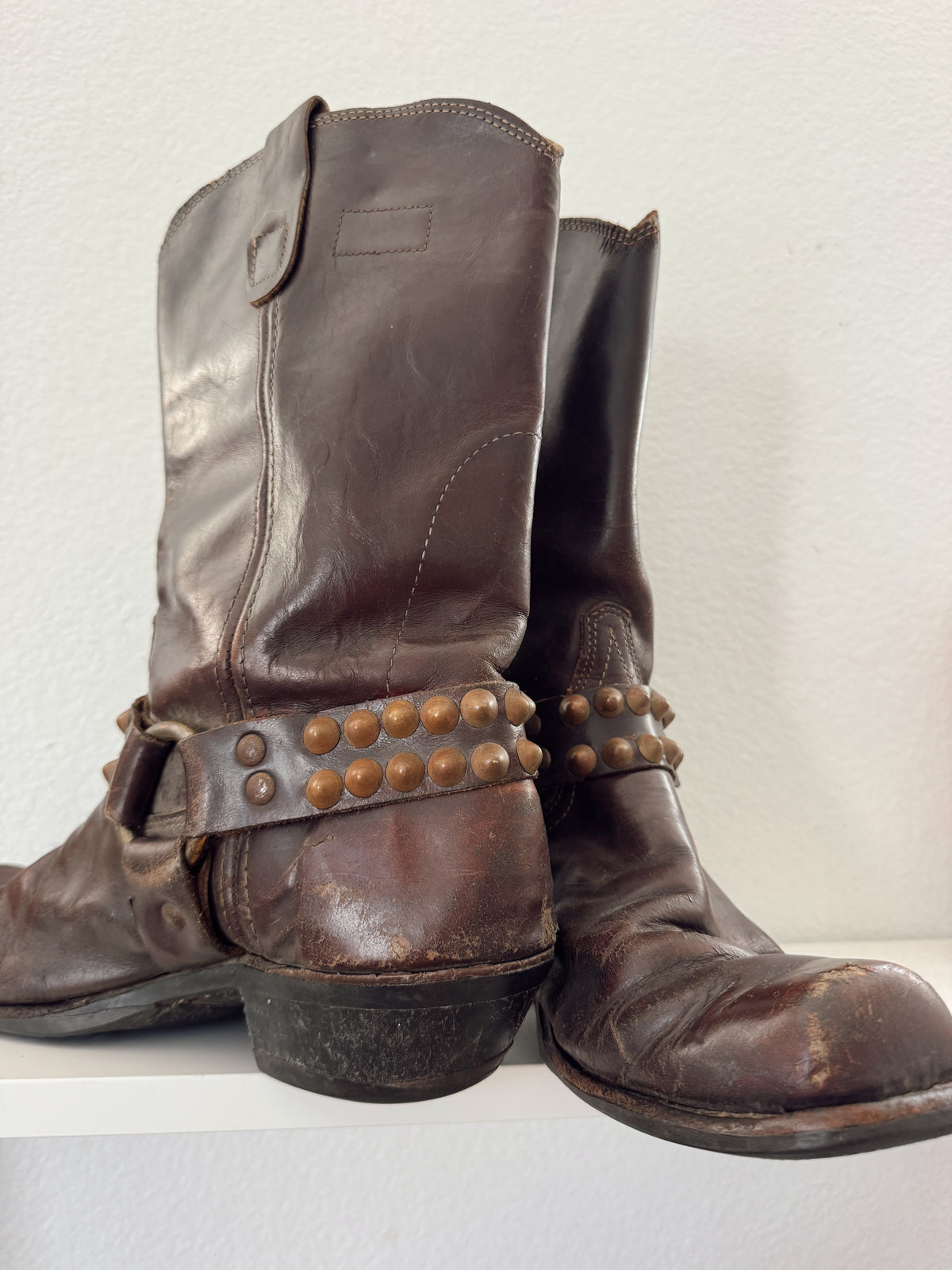 Vintage Brown Biker Boots