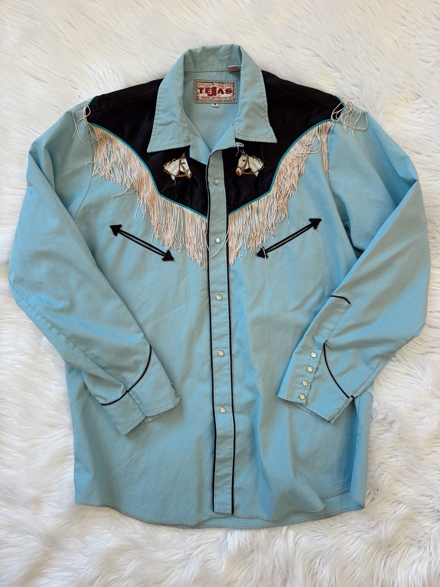 Vintage Horse Fringe Pearl Snap