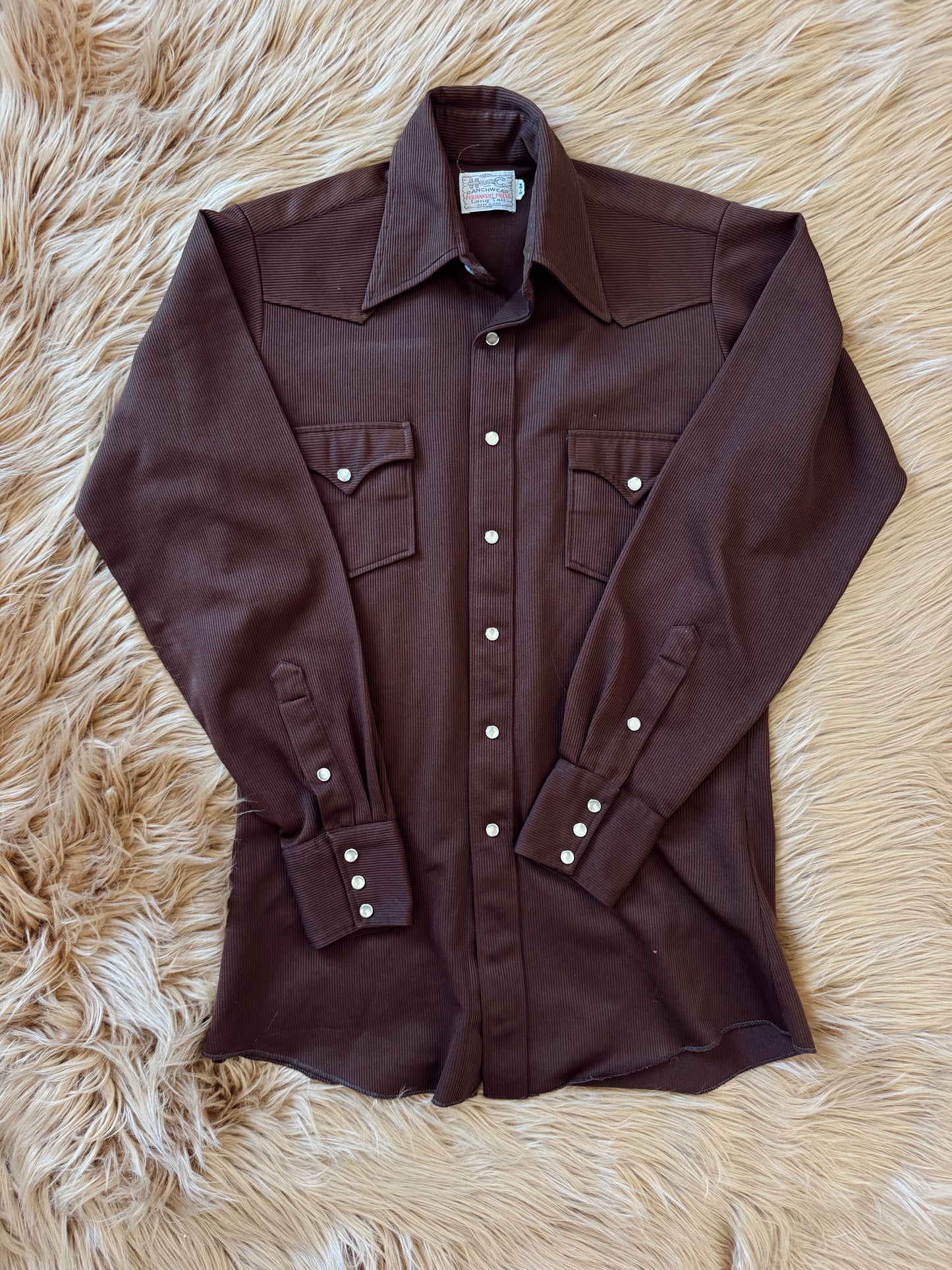 Vintage H Bar C Brown Pearl Snap