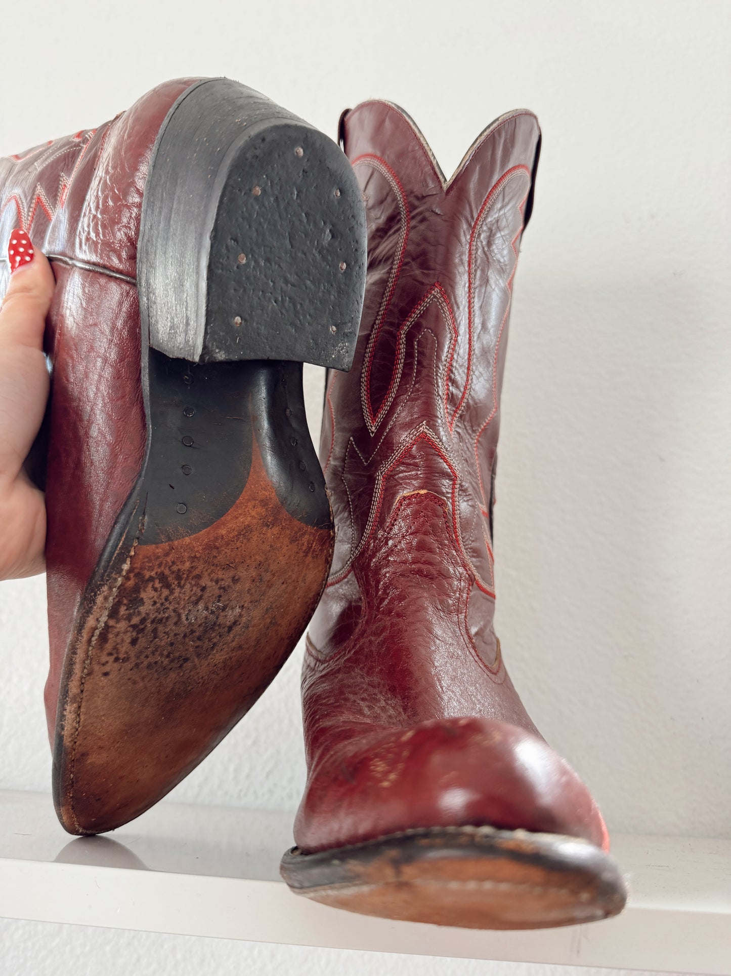 Vintage Red Maroon Cowboy Boots