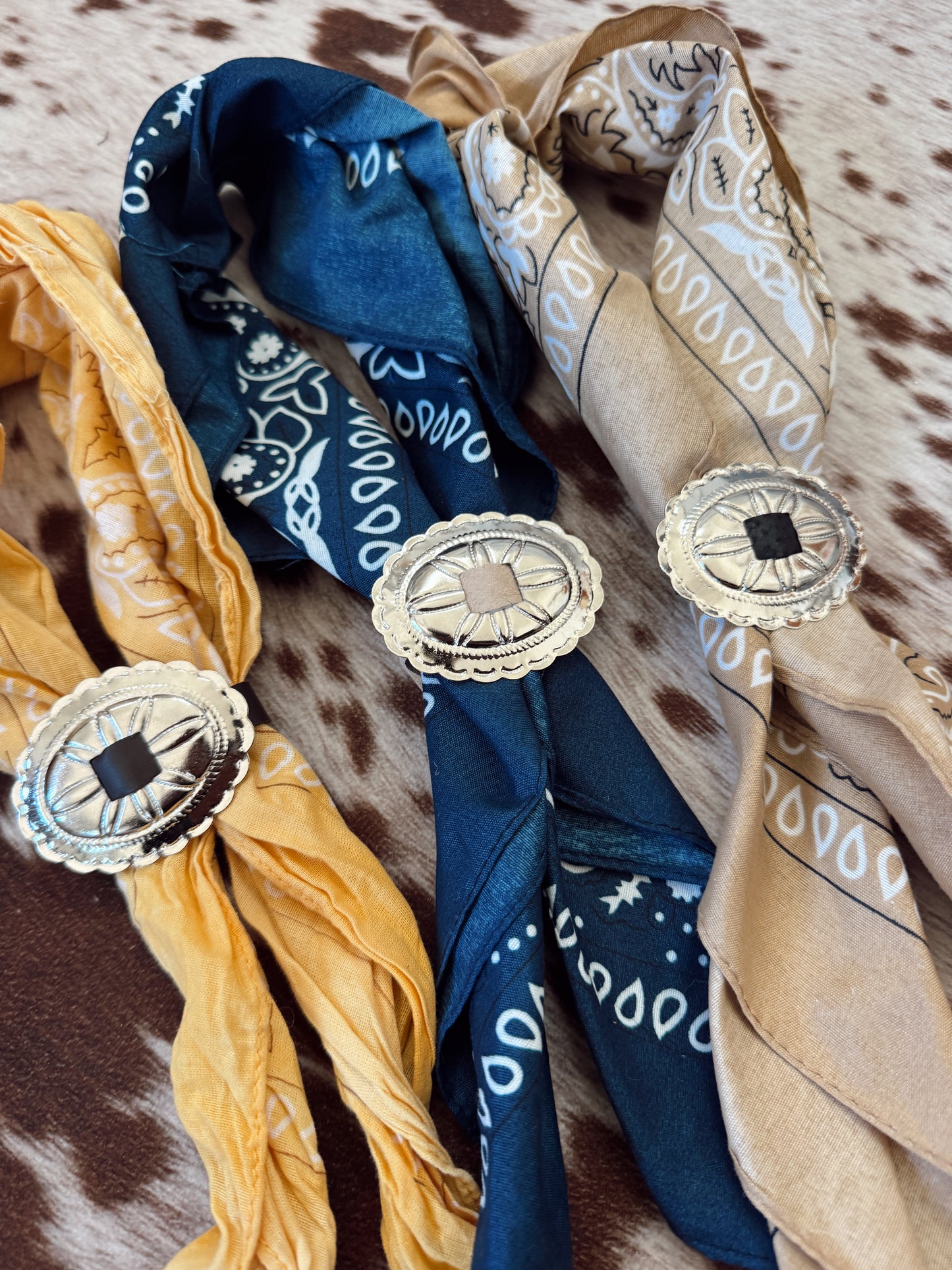 Small Leather Concho Bandana Slides