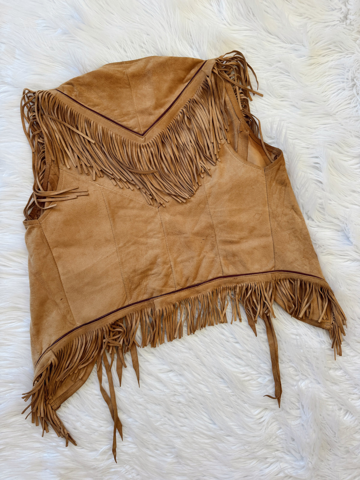 Vintage Brown Suede Fringe Vest