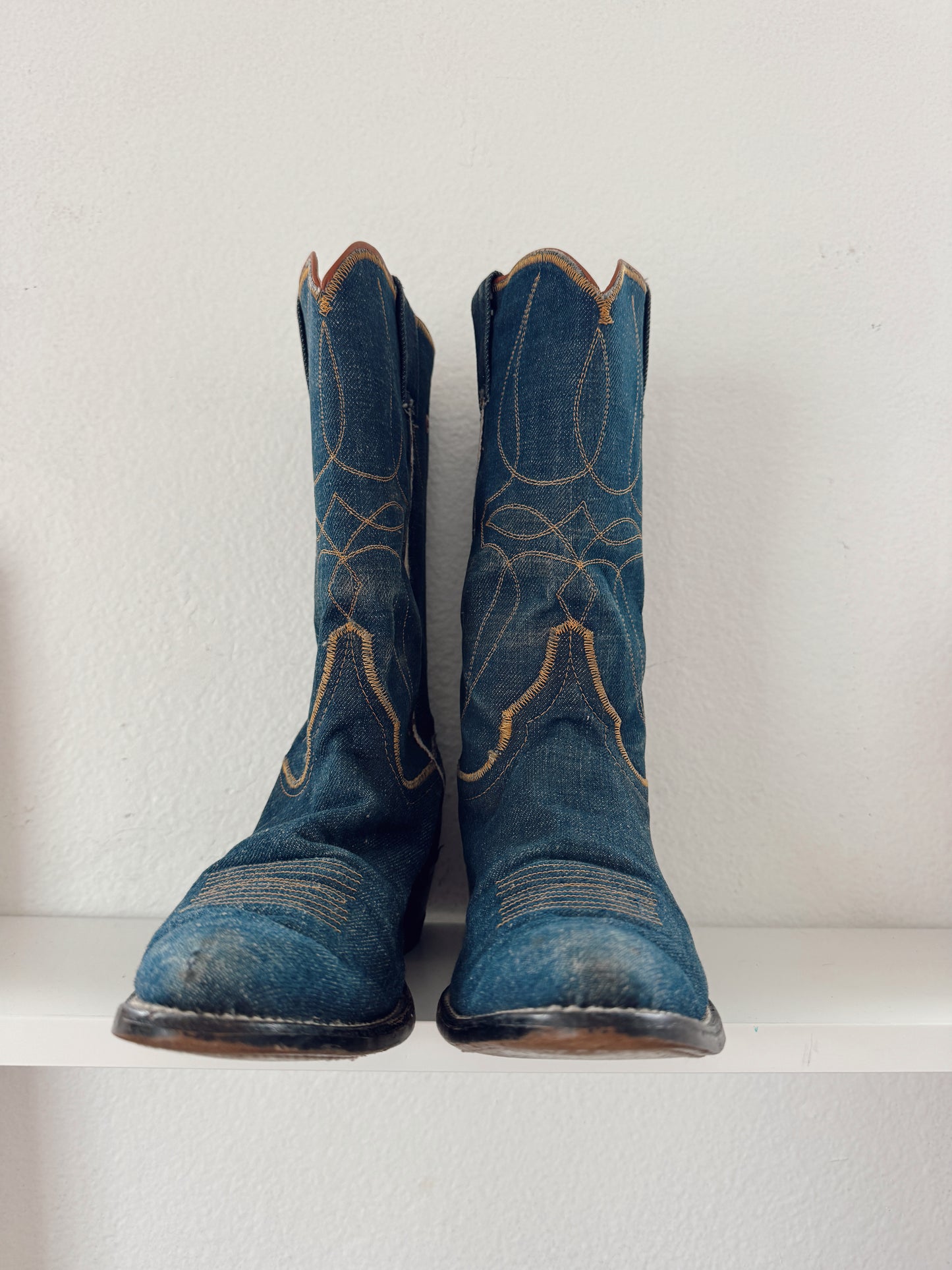 Vintage Denim Cowboy Boots