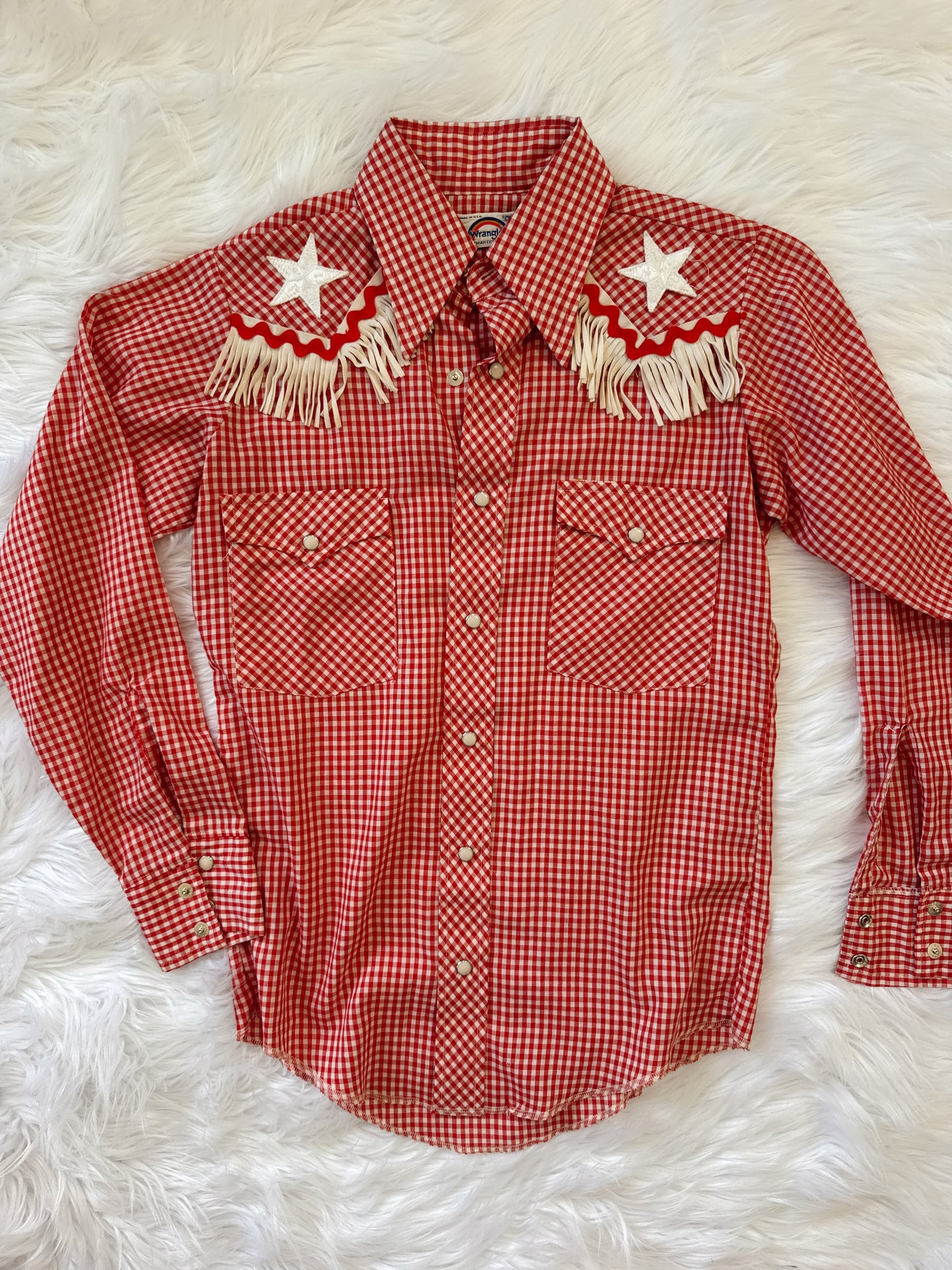 Vintage Wrangler Star Fringe Pearl Snap
