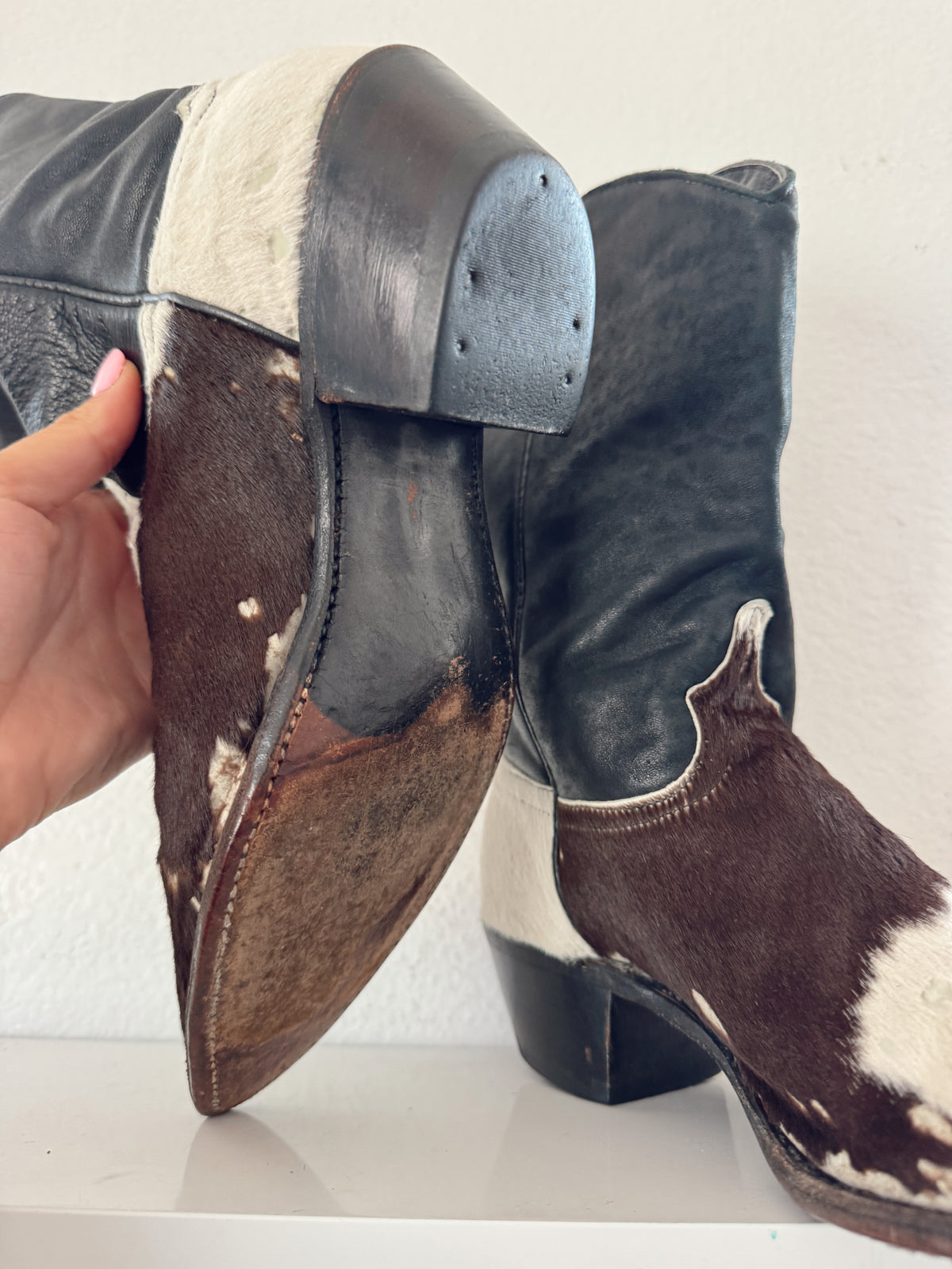 Vintage Cowhide Cowboy Boots