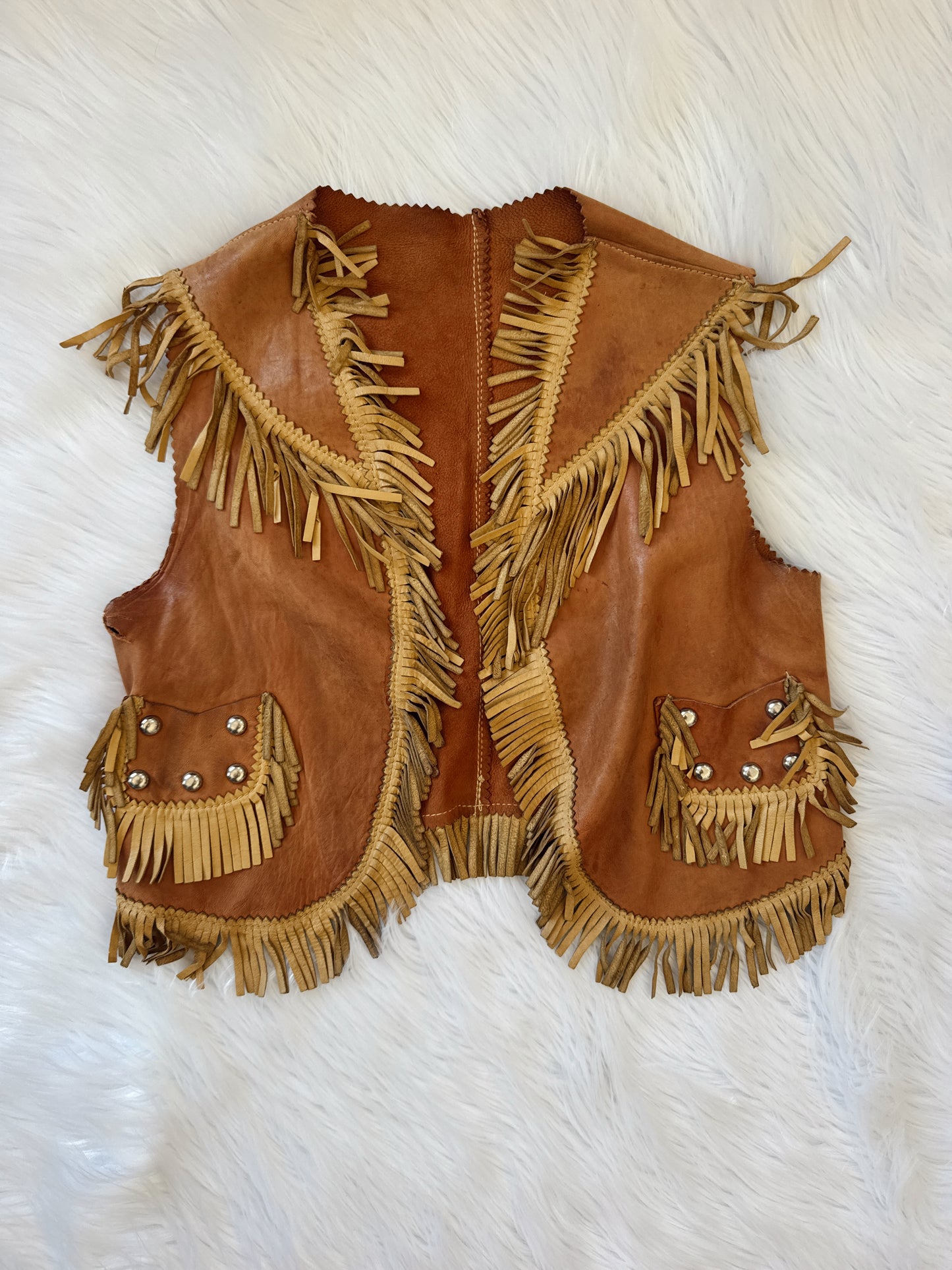 Vintage Leather Vest & Skirt Set