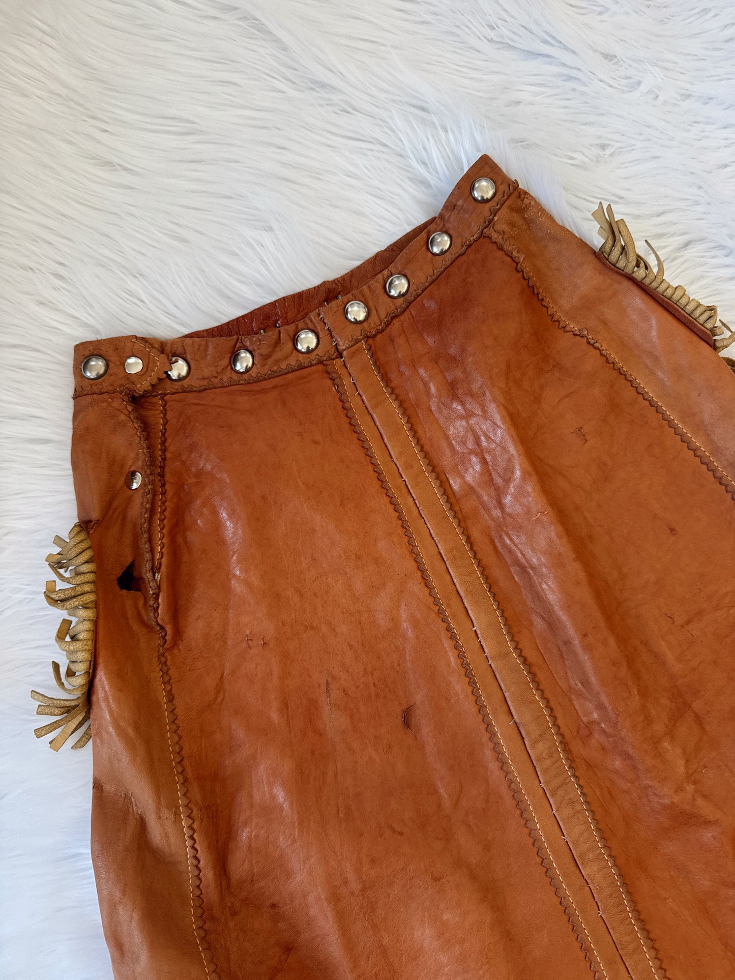 Vintage Leather Vest & Skirt Set